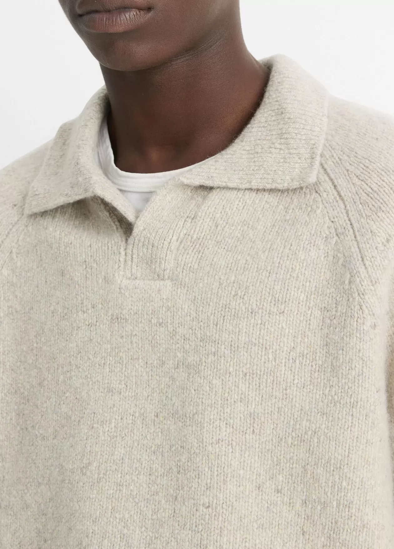 Best Sale Vince Cashmere Donegal Johnny-Collar Sweater heather cahuenga khaki