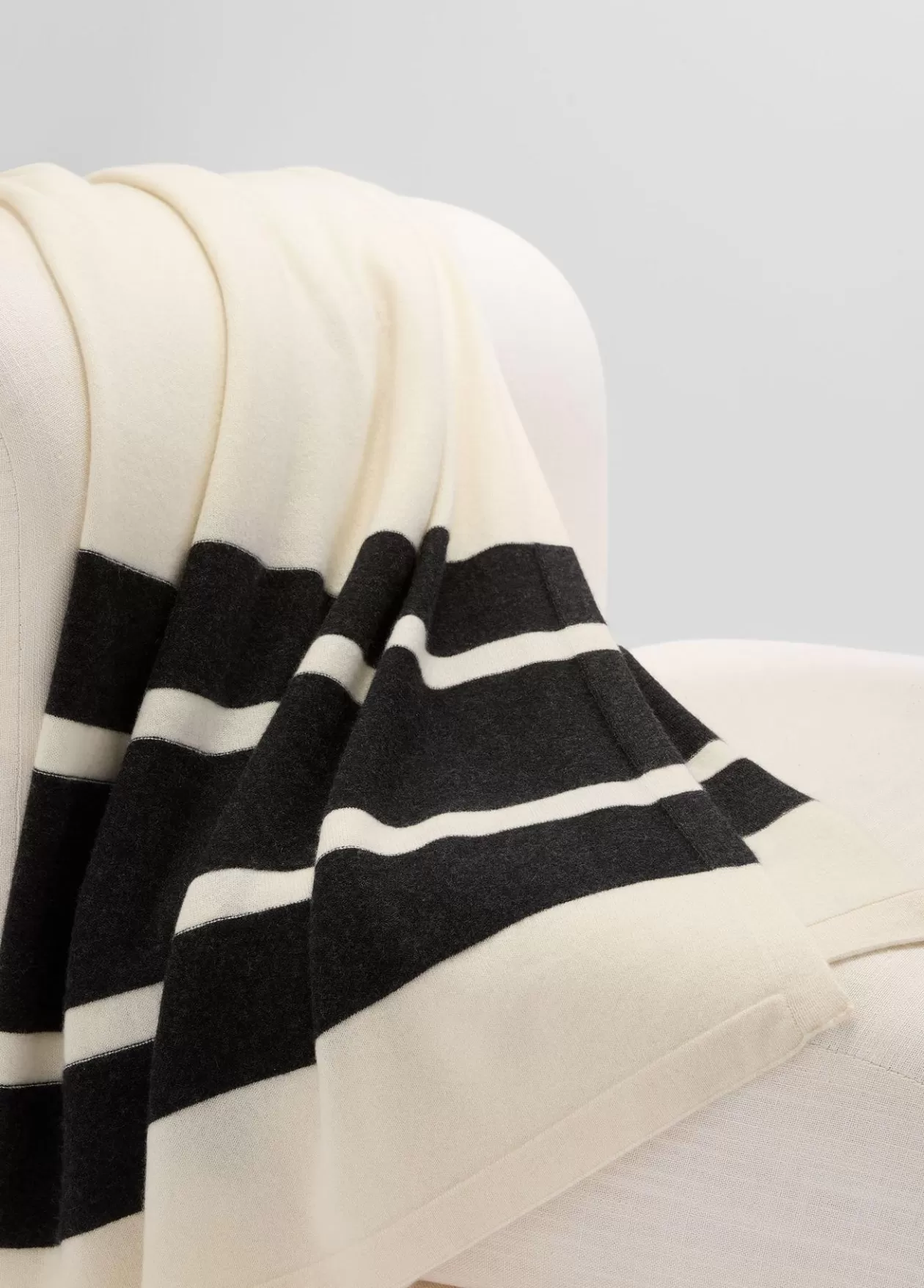 Outlet Vince Cashmere Jersey Stripe Throw blanc