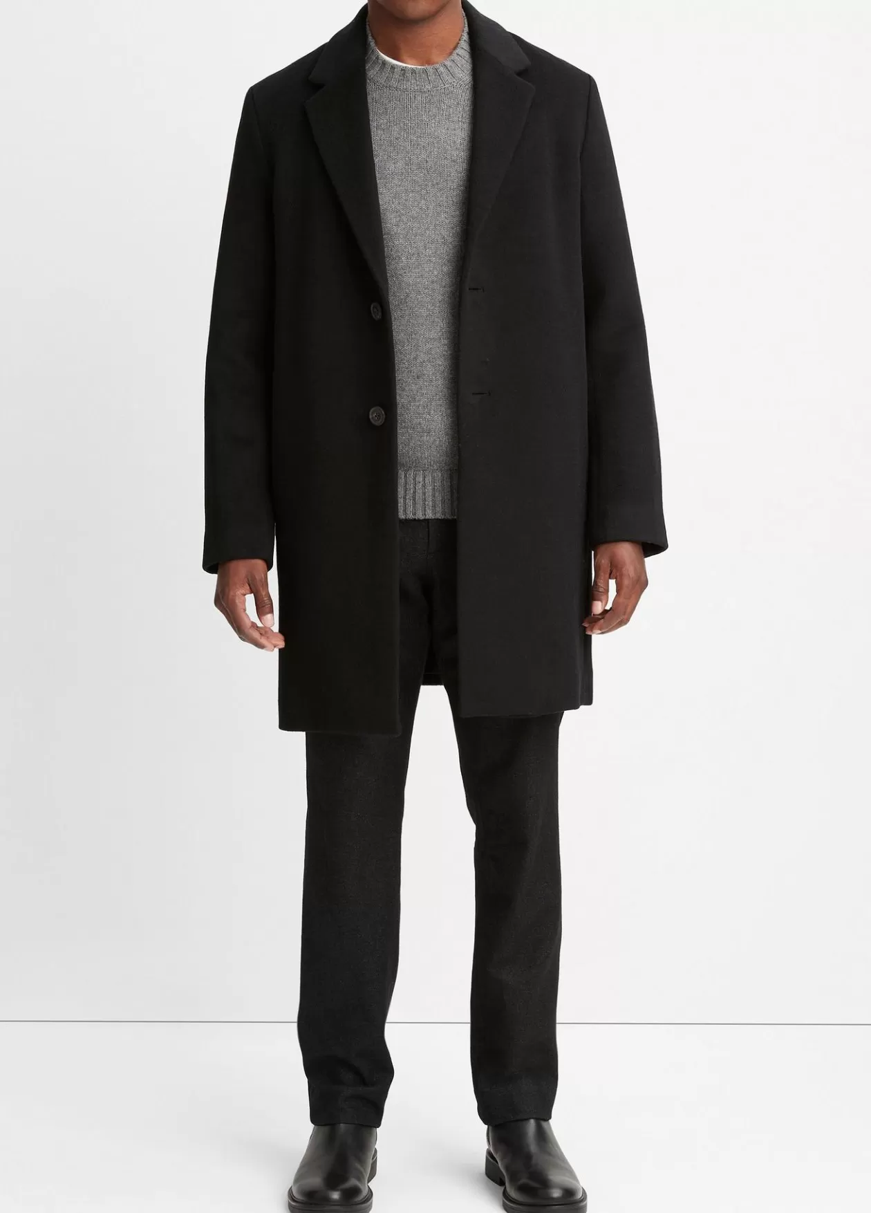 Outlet Vince Classic Italian Wool-Blend Coat black