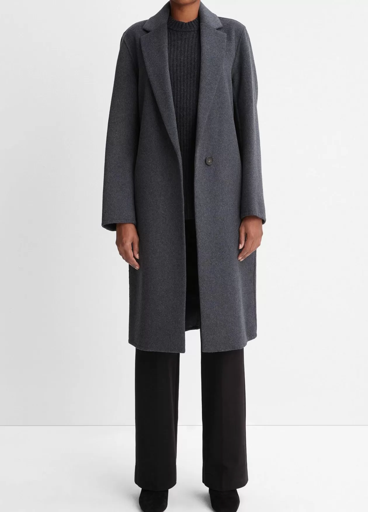 Best Sale Vince Classic Wool-Blend Straight Coat charcoal