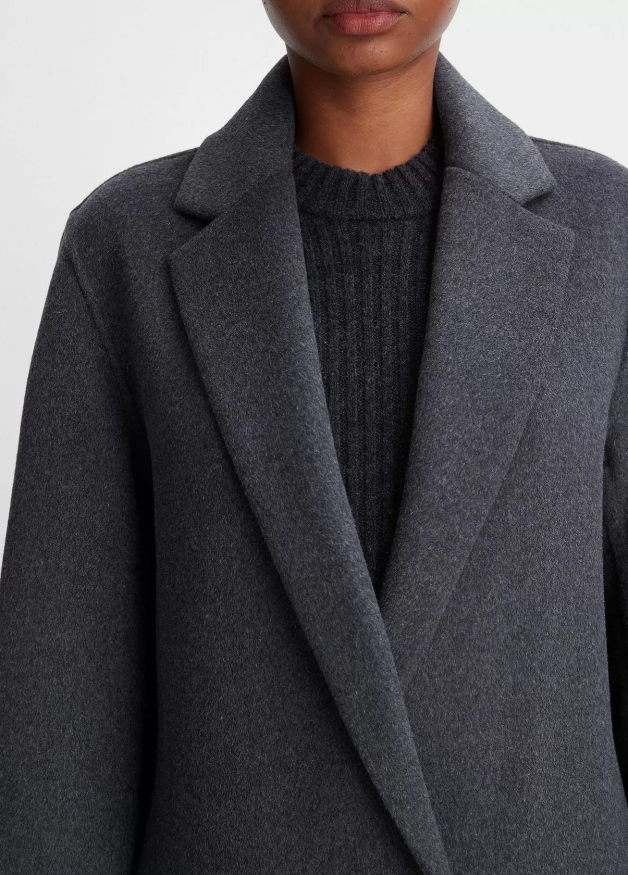 Best Sale Vince Classic Wool-Blend Straight Coat charcoal