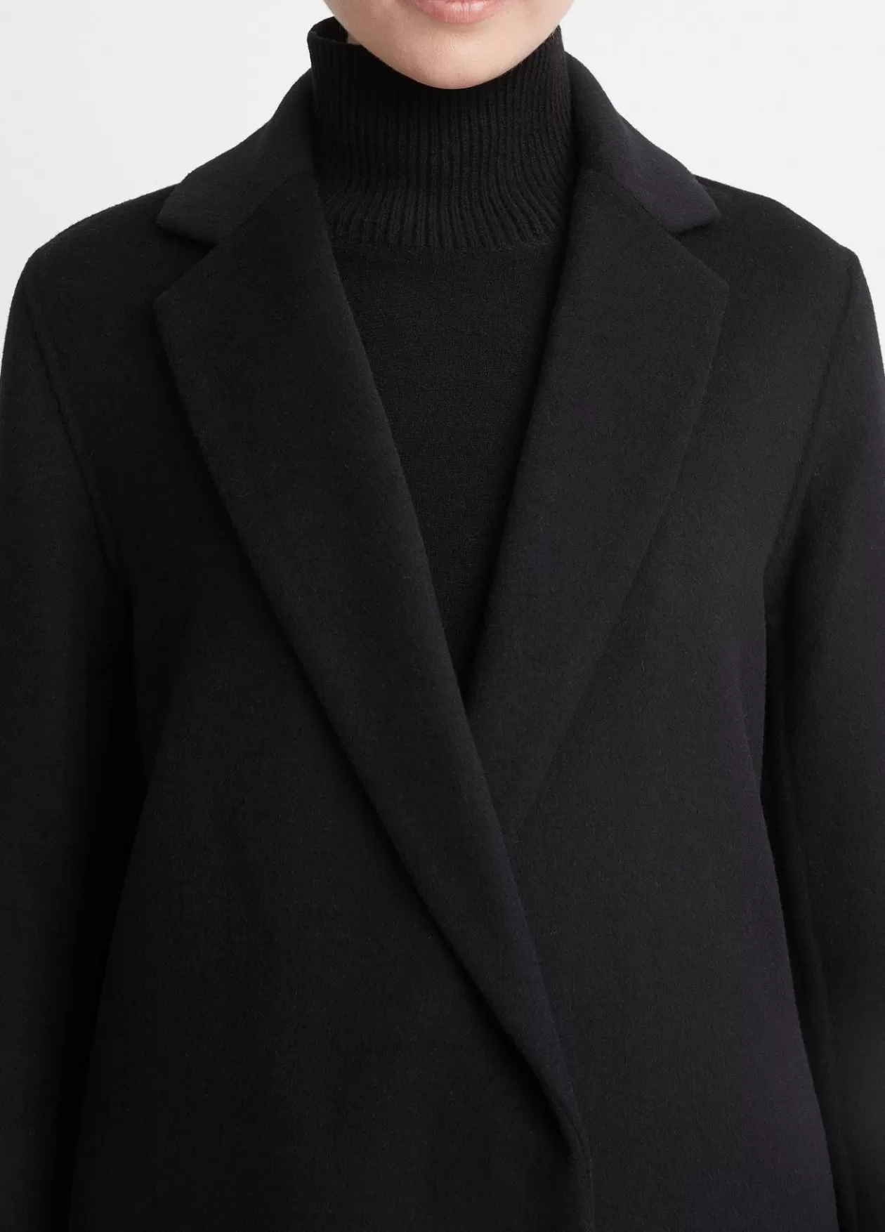 Shop Vince Classic Wool-Blend Straight Coat black