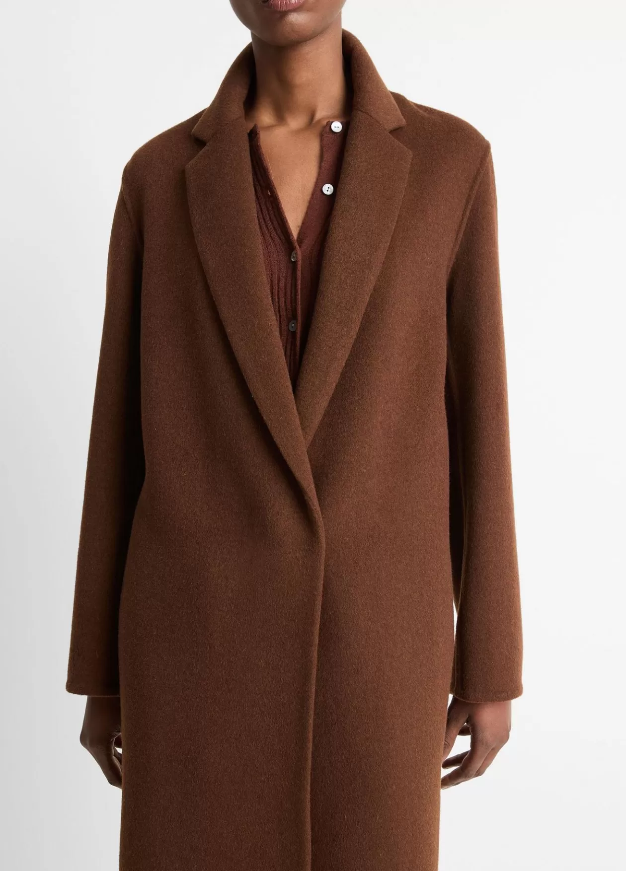 Online Vince Classic Wool-Blend Straight Coat deep oak