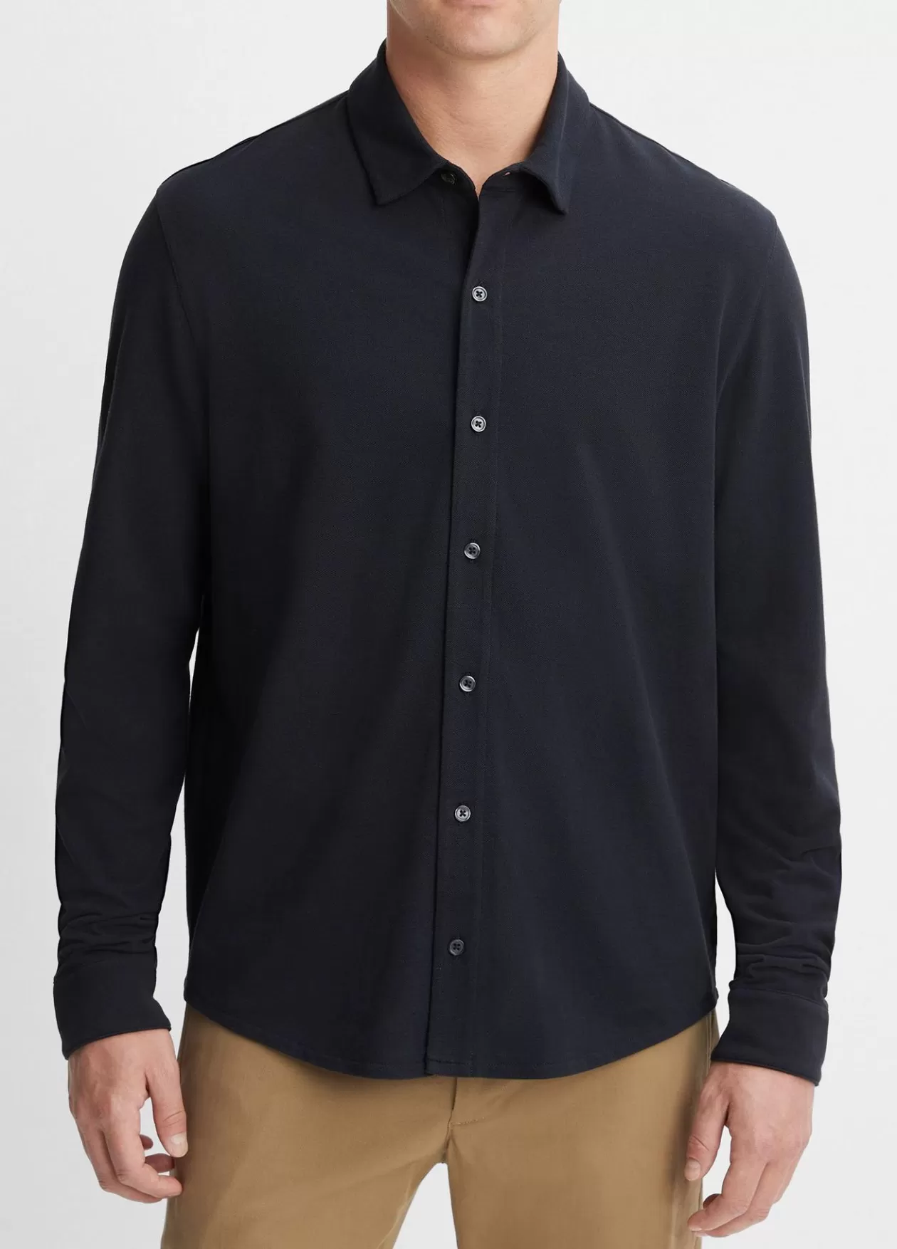 Clearance Vince Cotton Piqué Button-Front Shirt coastal blue