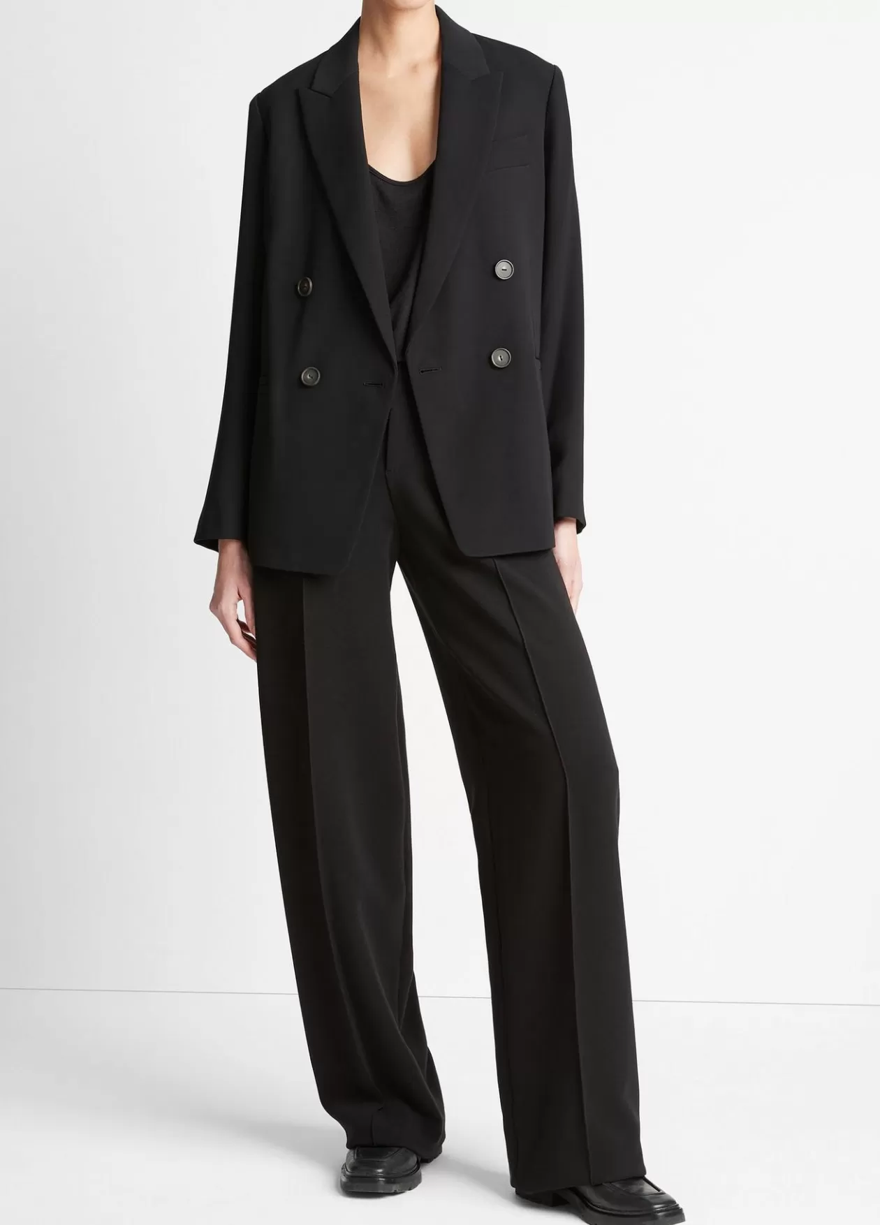 Flash Sale Vince Crepe Double-Breasted Blazer black