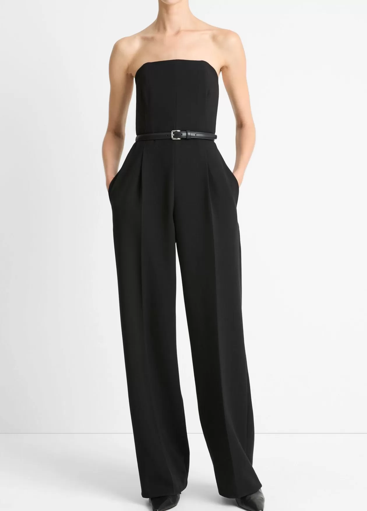 Clearance Vince Crepe Strapless Jumpsuit black