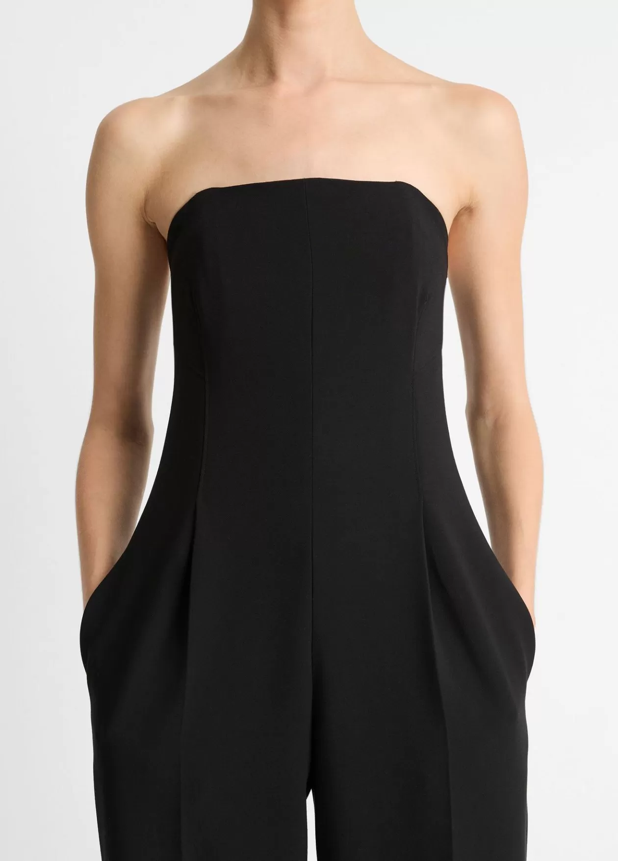 Clearance Vince Crepe Strapless Jumpsuit black