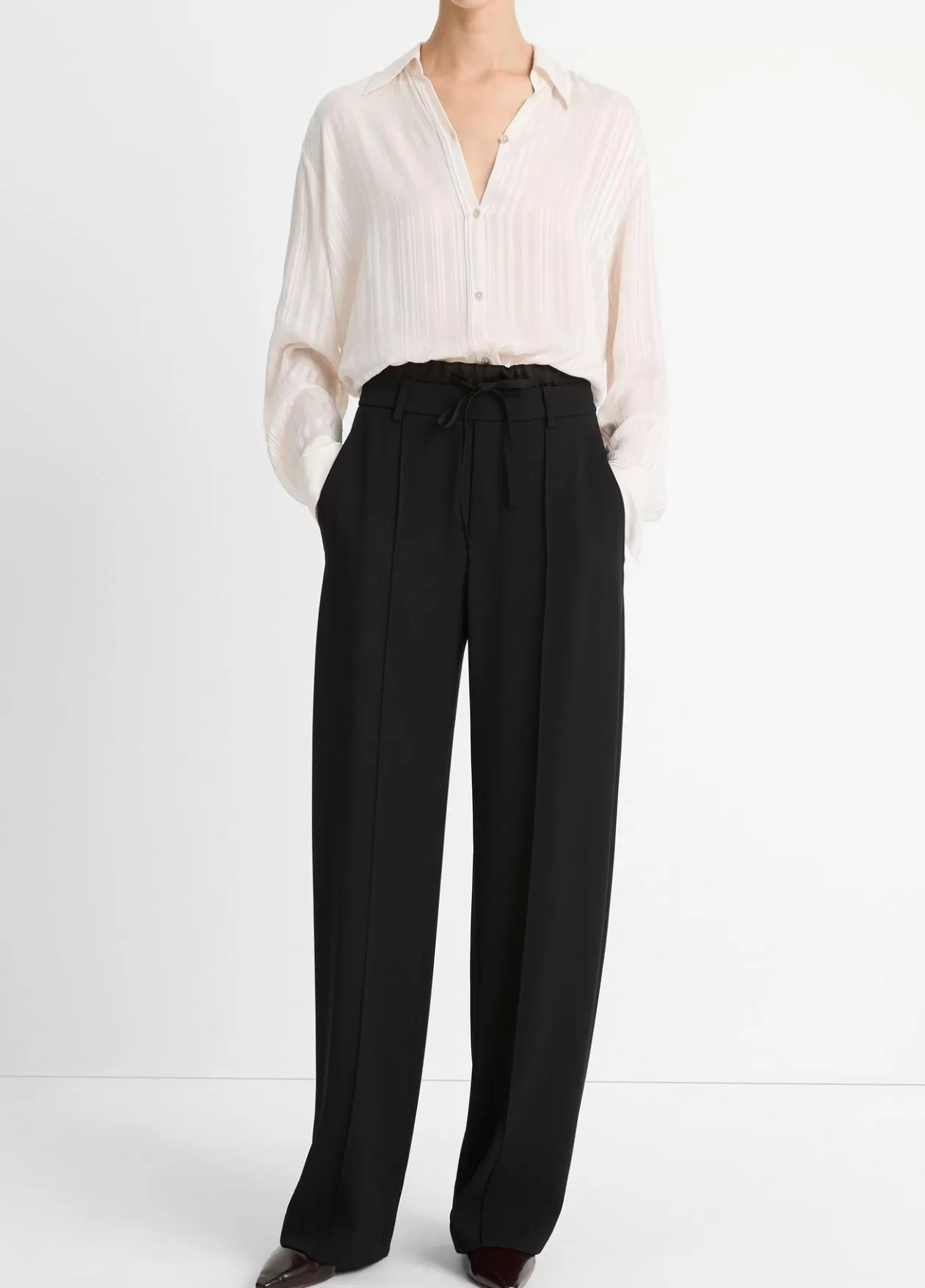 Best Vince Double-Waistband Drawstring Pant black