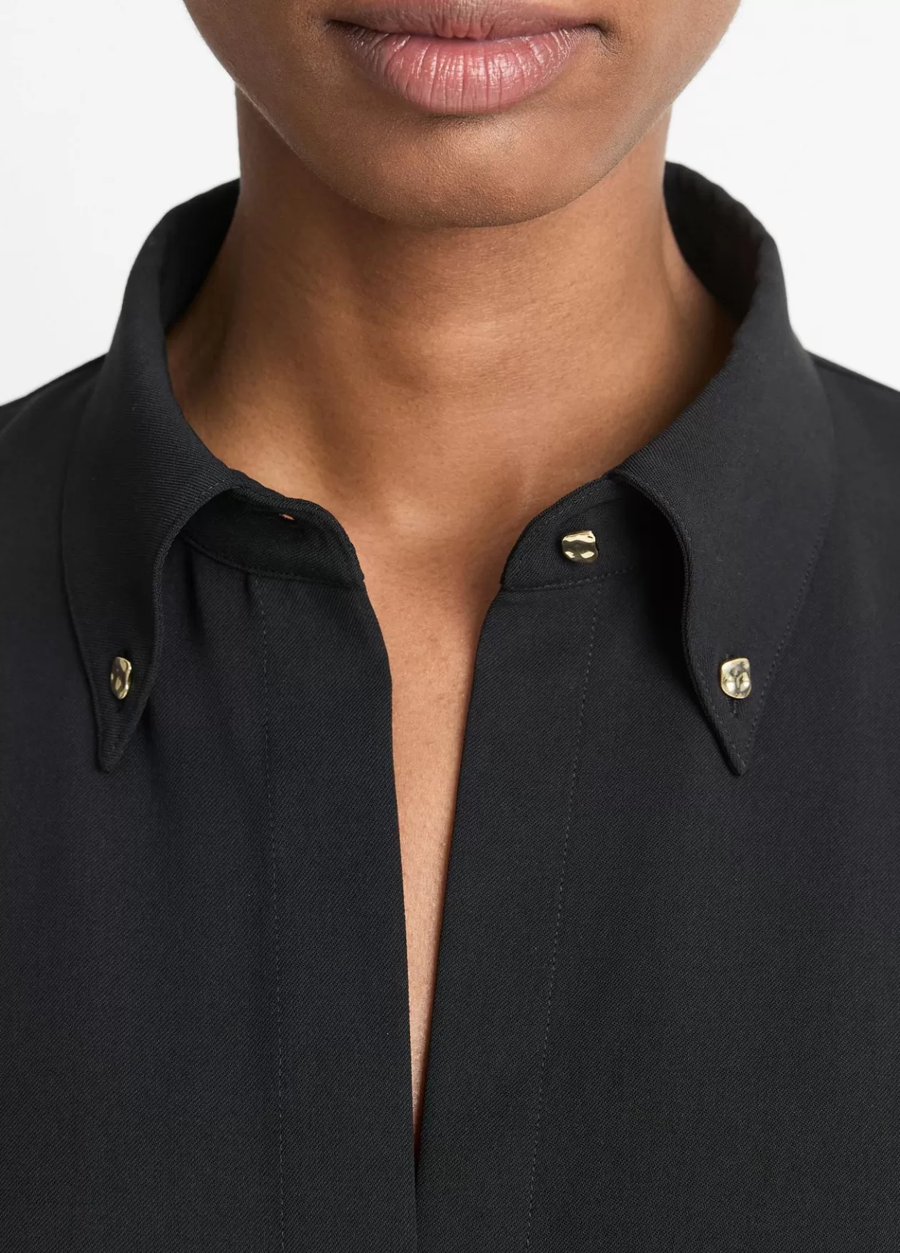 Best Sale Vince Embellished Point-Collar Crepe Shirt black