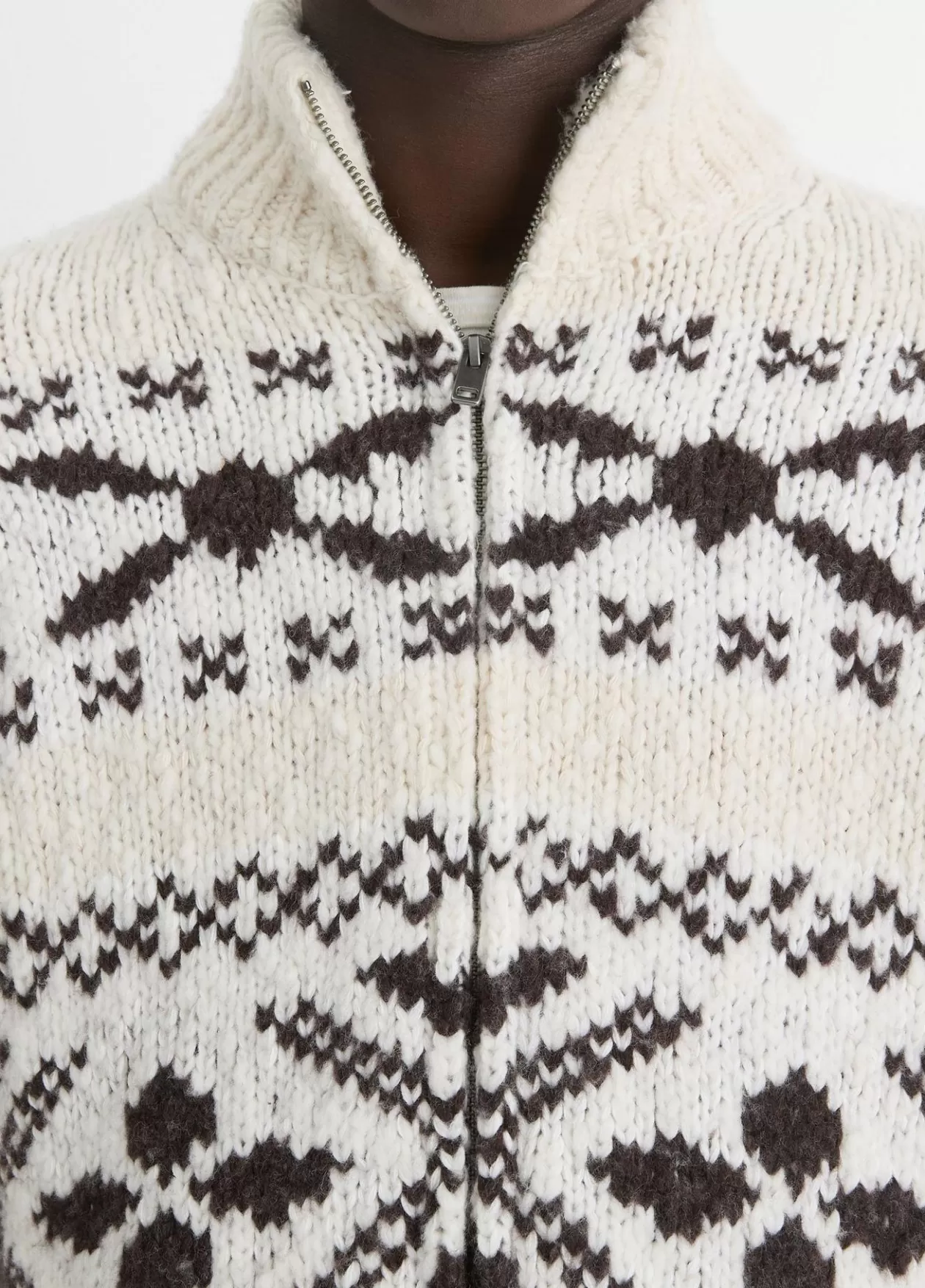 Flash Sale Vince Fair Isle Wool-Blend Full-Zip Sweater bark combo