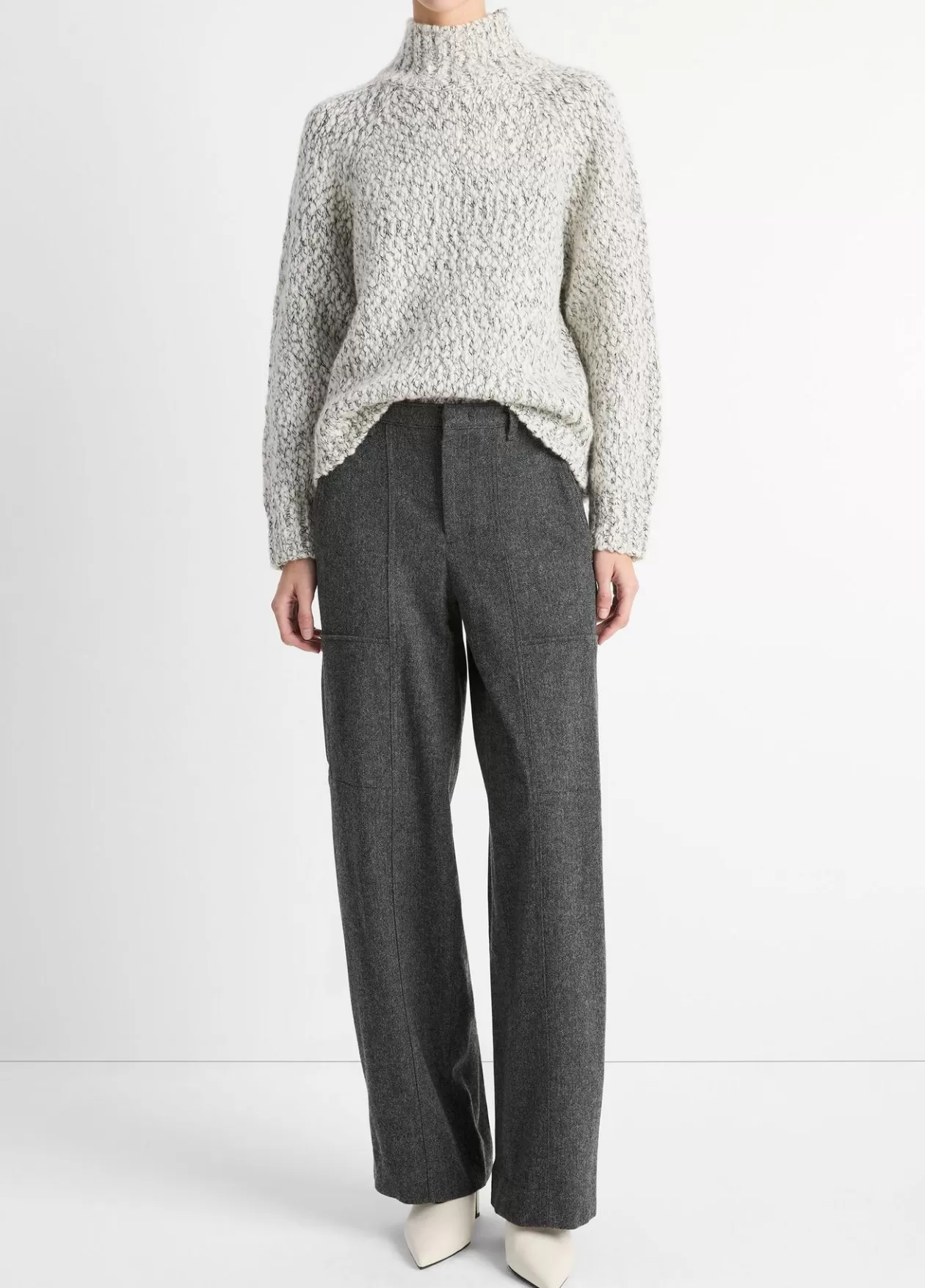 Best Sale Vince Italian Herringbone Wool-Blend Utility Pant charcoal