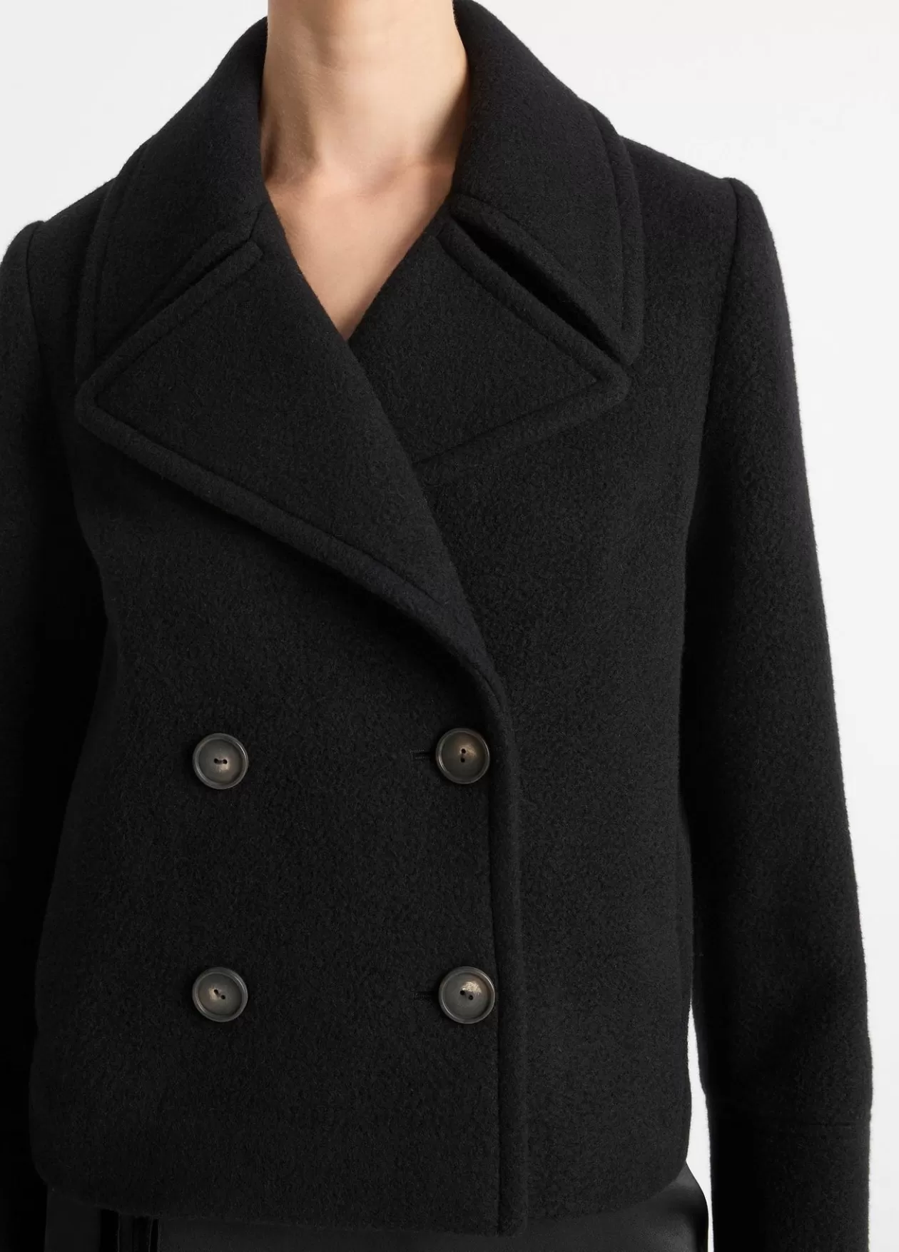 Outlet Vince Italian Wool Cropped Peacoat black