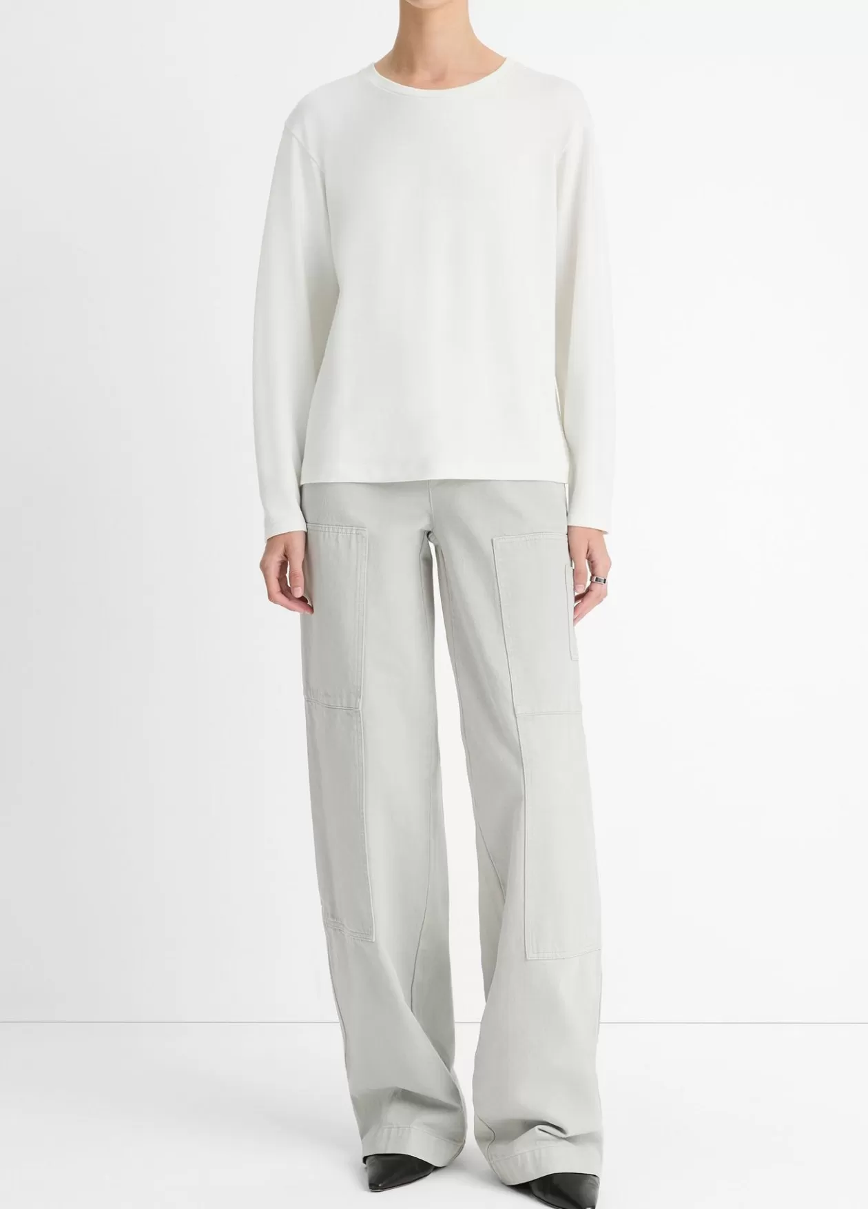 Best Sale Vince Knit Relaxed Long-Sleeve T-Shirt off white