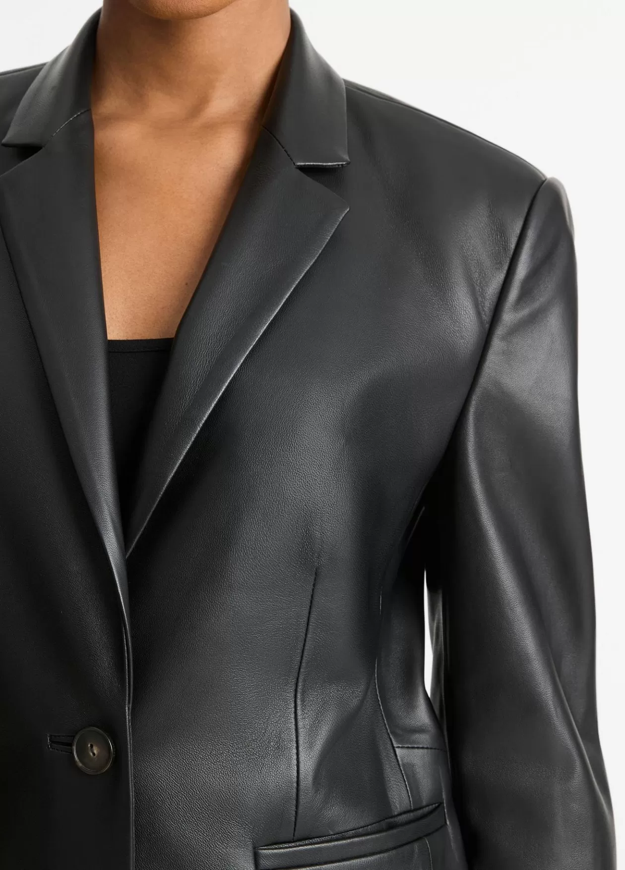 Cheap Vince Leather Shrunken Blazer black