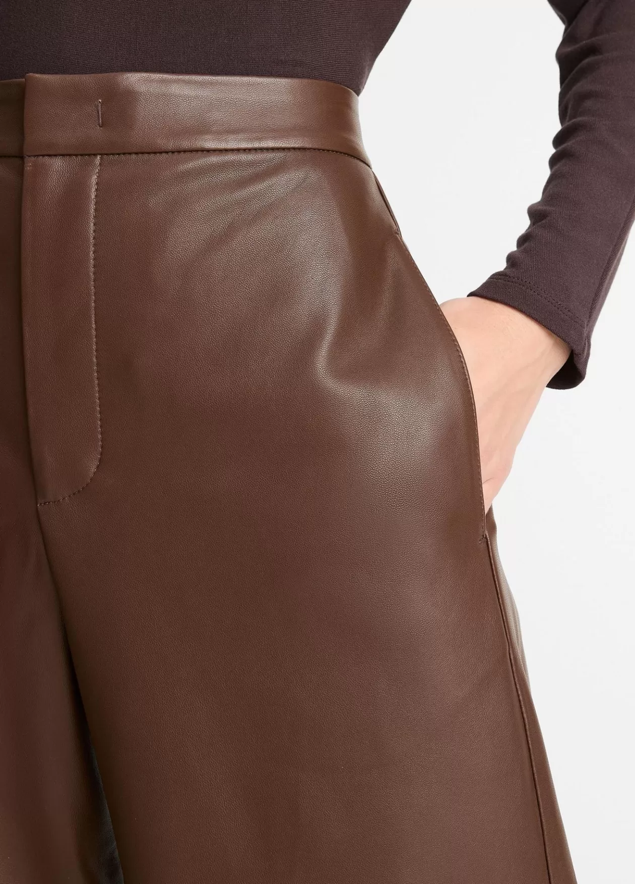 Best Vince Leather Wide-Leg Utility Pant walnut