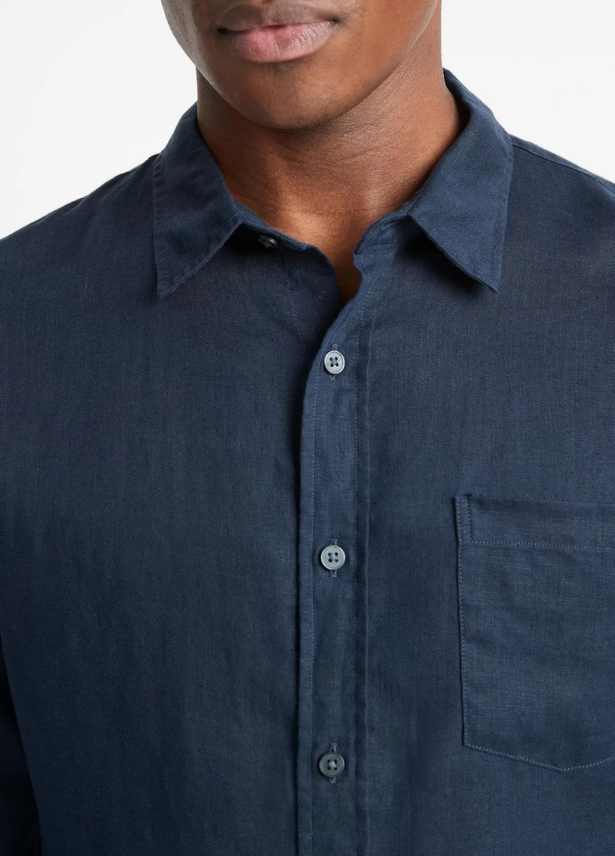 Store Vince Linen Long-Sleeve Shirt coastal blue