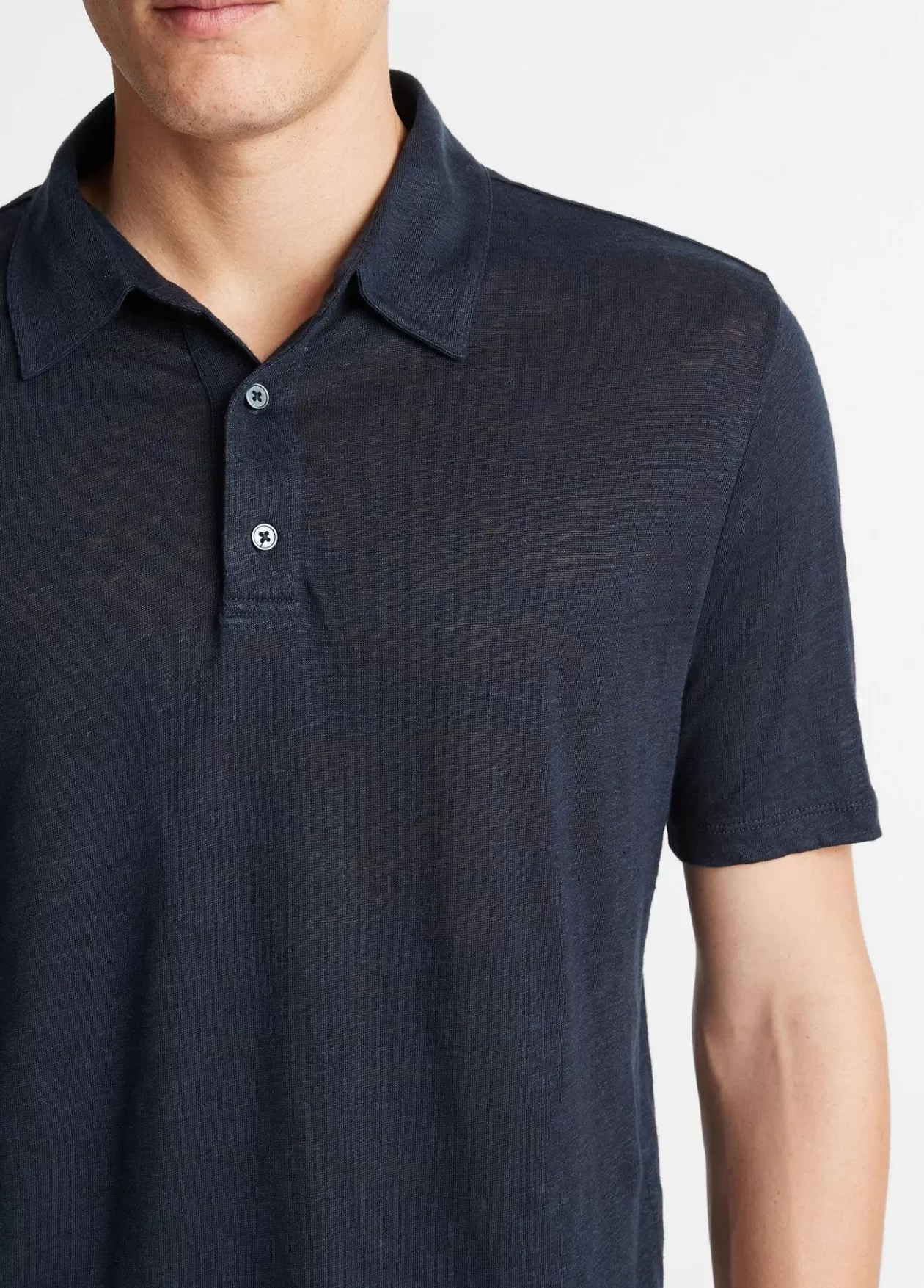 Shop Vince Linen Polo Shirt coastal blue