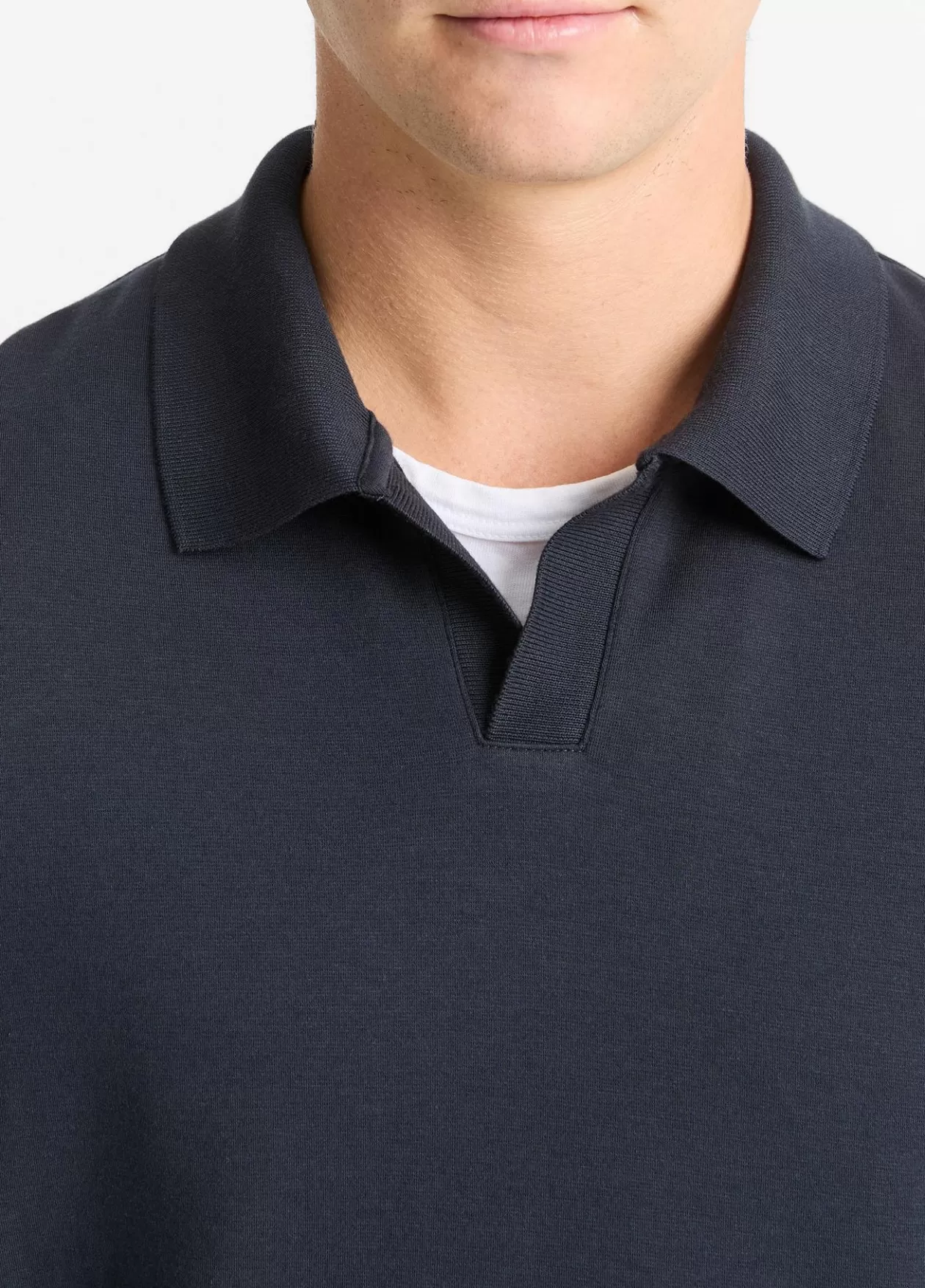 Store Vince Milano Pima Cotton-Blend Johnny-Collar Shirt coastal blue