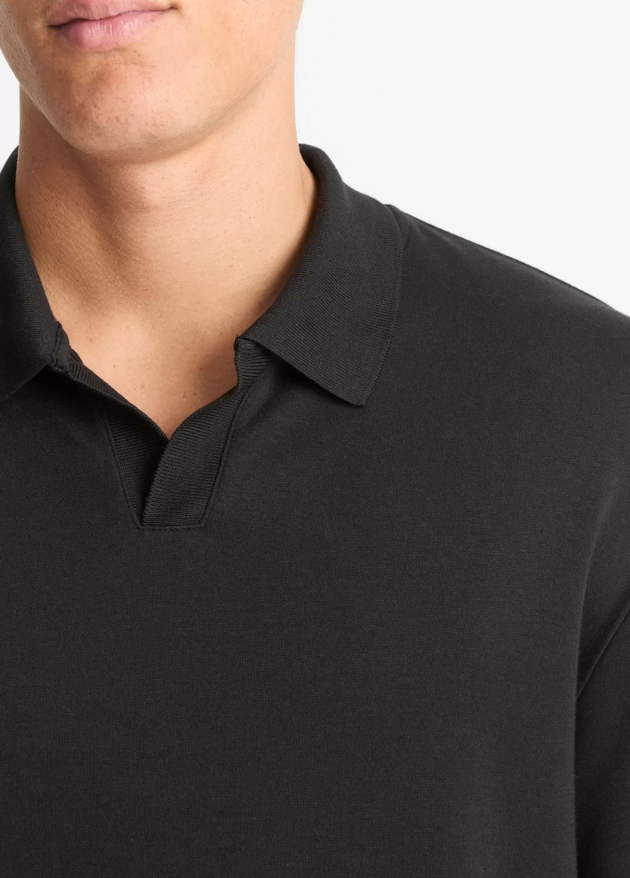 Best Sale Vince Milano Pima Cotton-Blend Johnny-Collar Shirt black