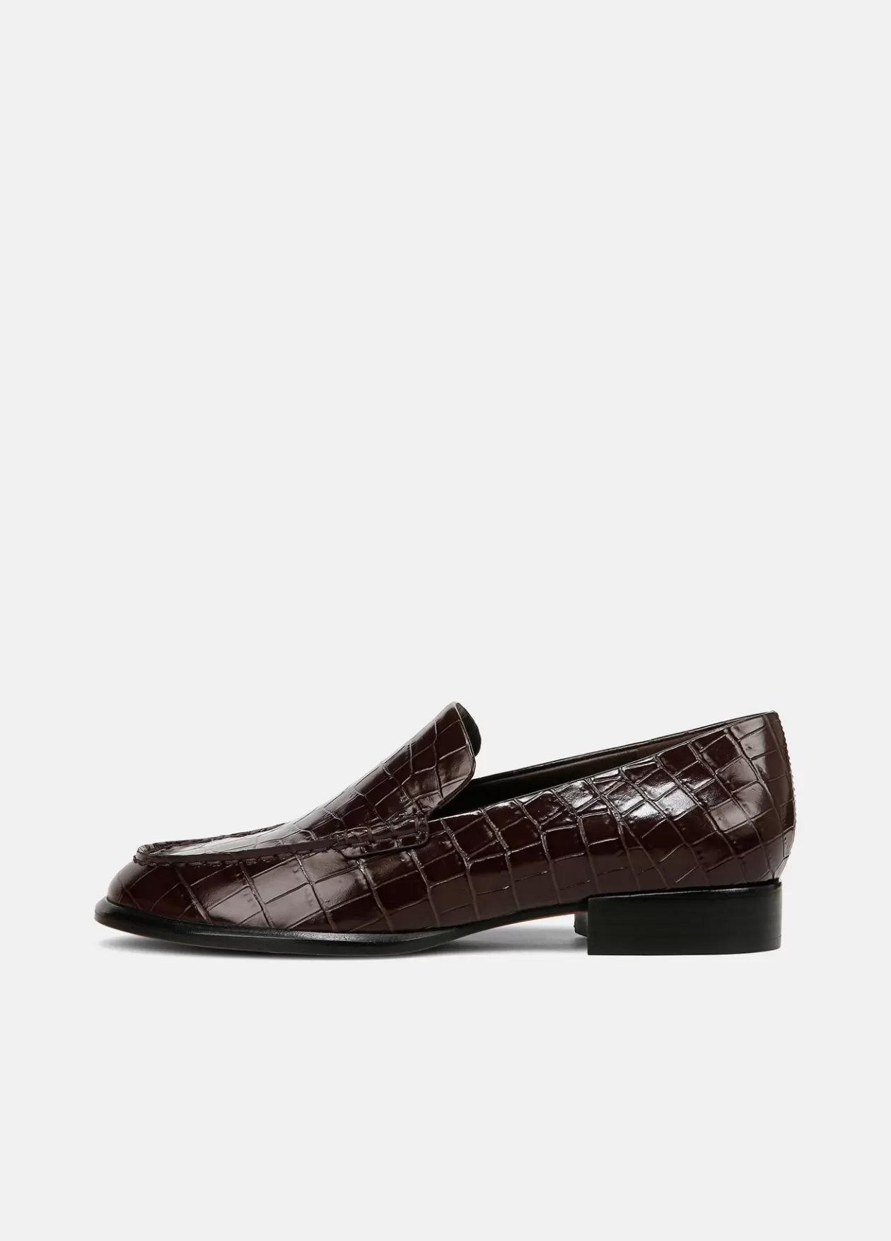 Sale Vince Naomi Croc-Embossed Leather Loafer cacao brown