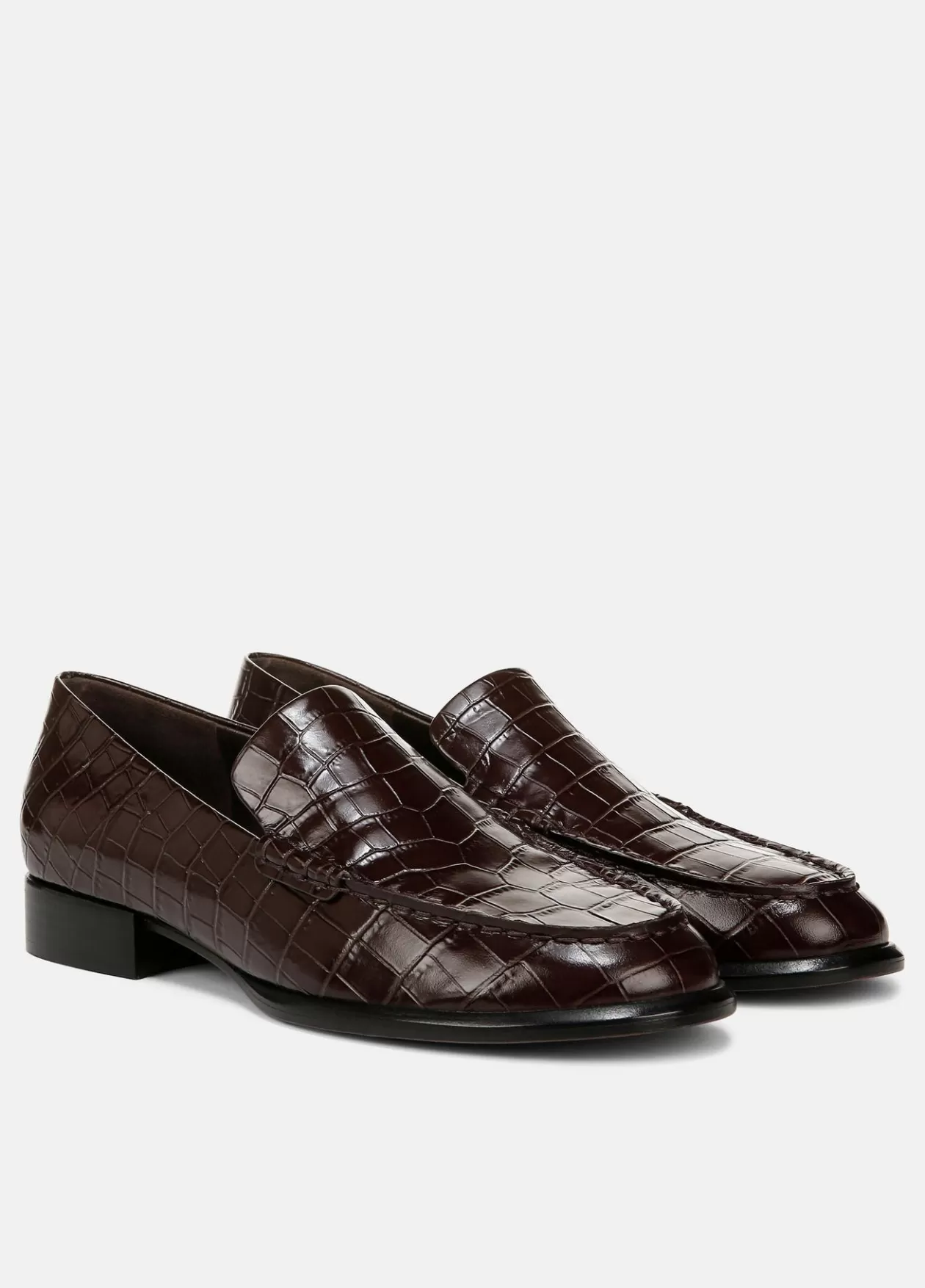 Sale Vince Naomi Croc-Embossed Leather Loafer cacao brown