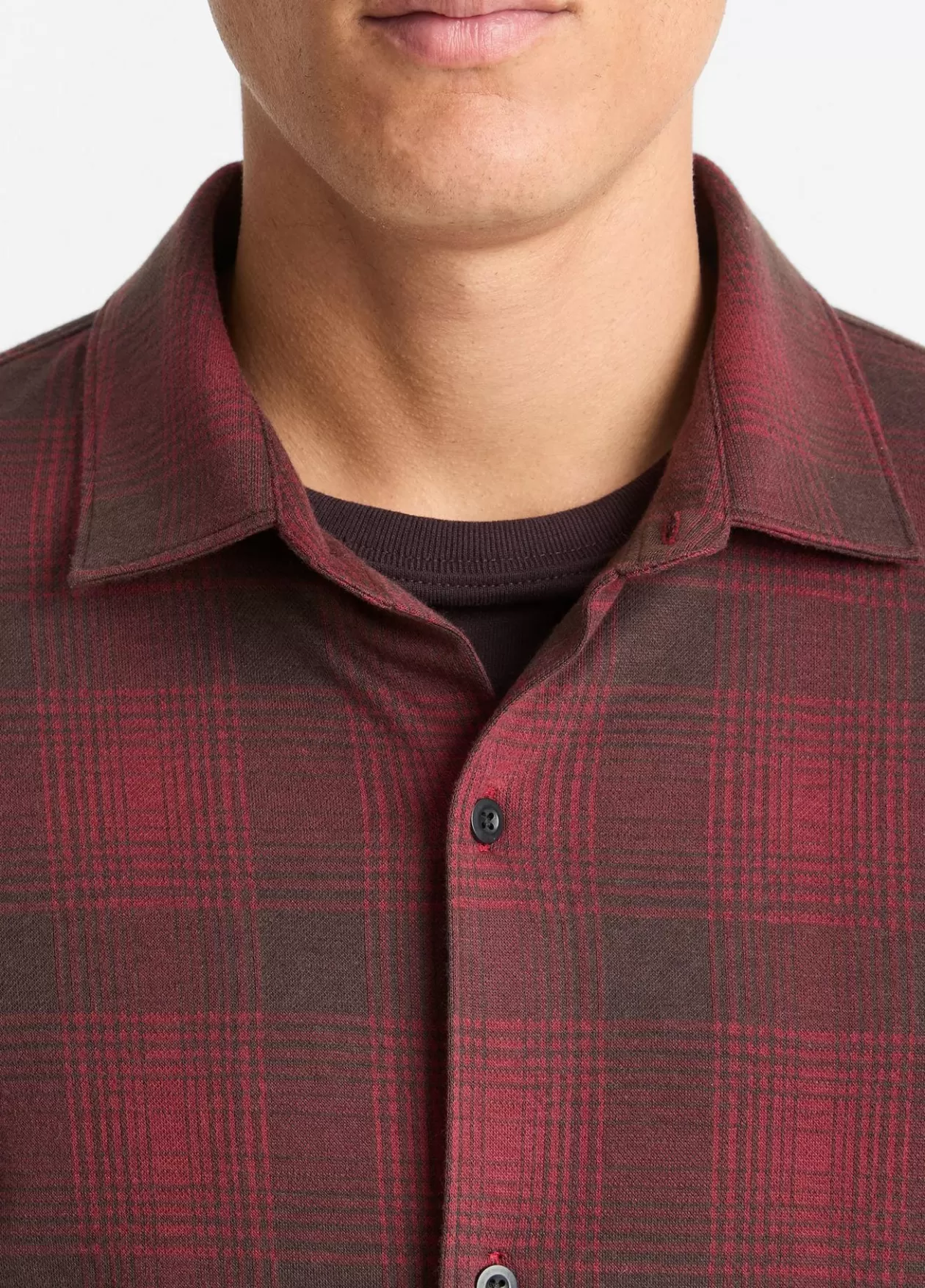 Fashion Vince Ombré Plaid Cotton-Blend Shirt vermouth/oxblood