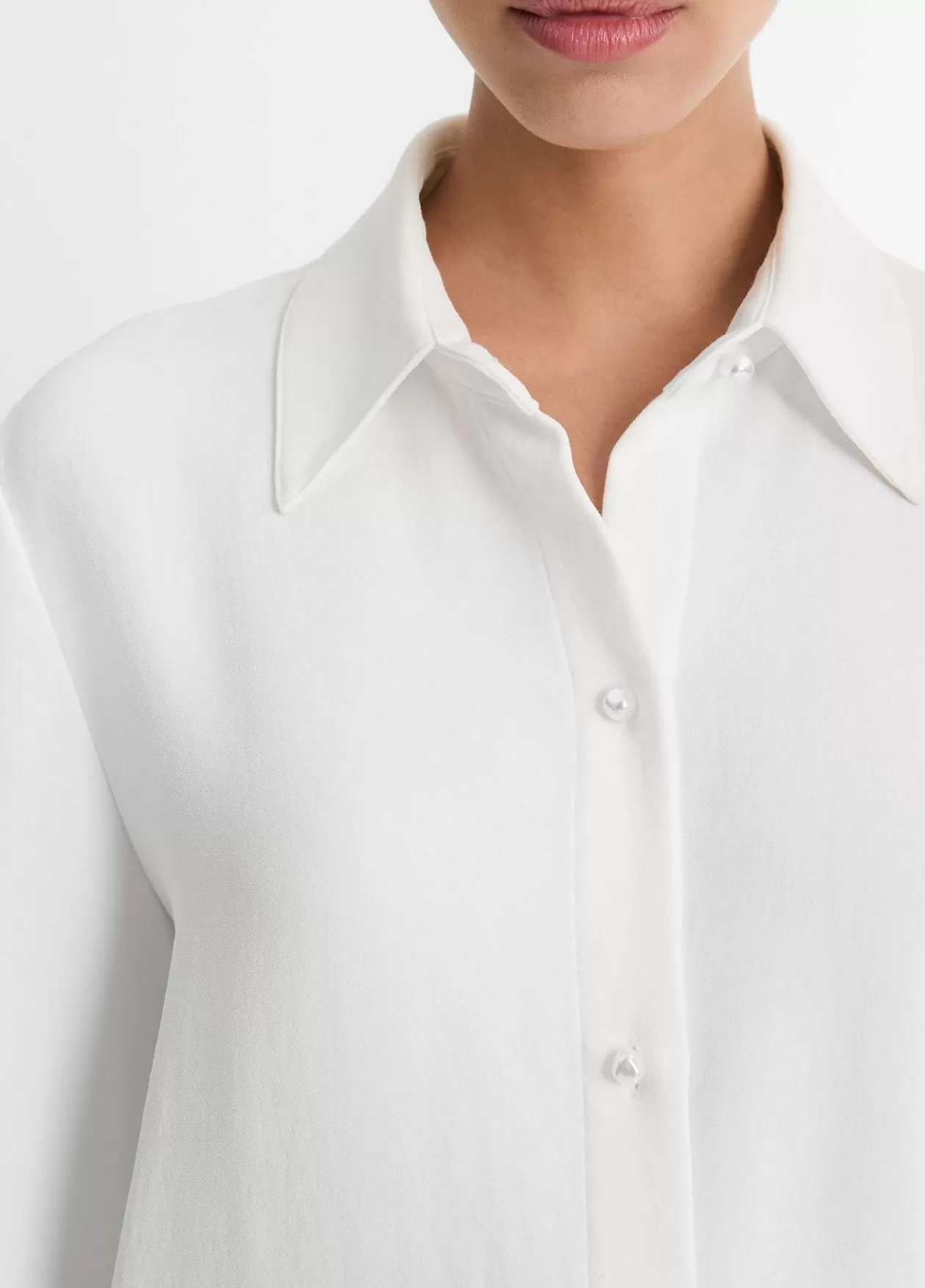 Clearance Vince Pearl-Button Long-Sleeve Shirt off white