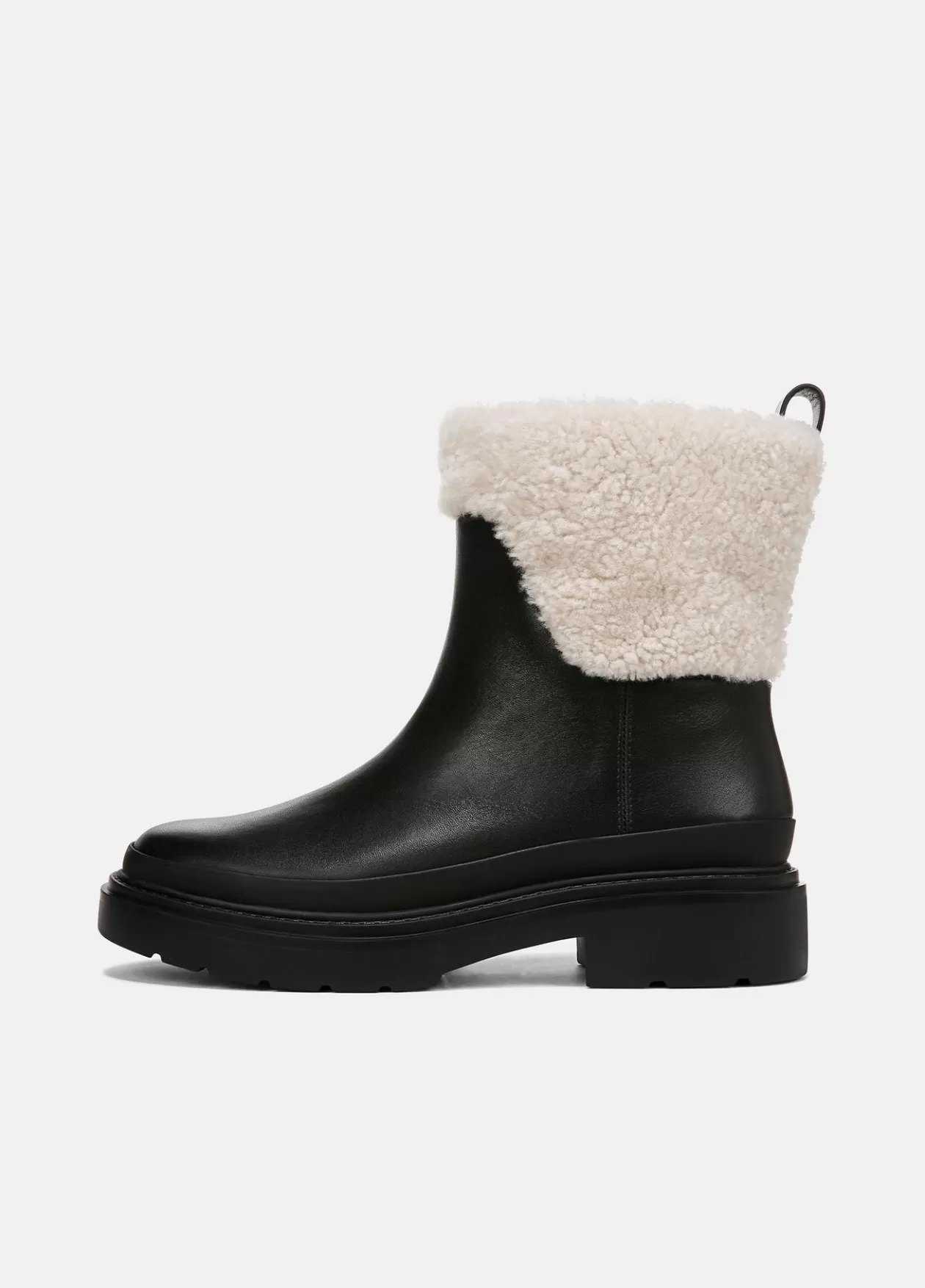 Shop Vince Percie Leather & Shearling Lug-Sole Boot black