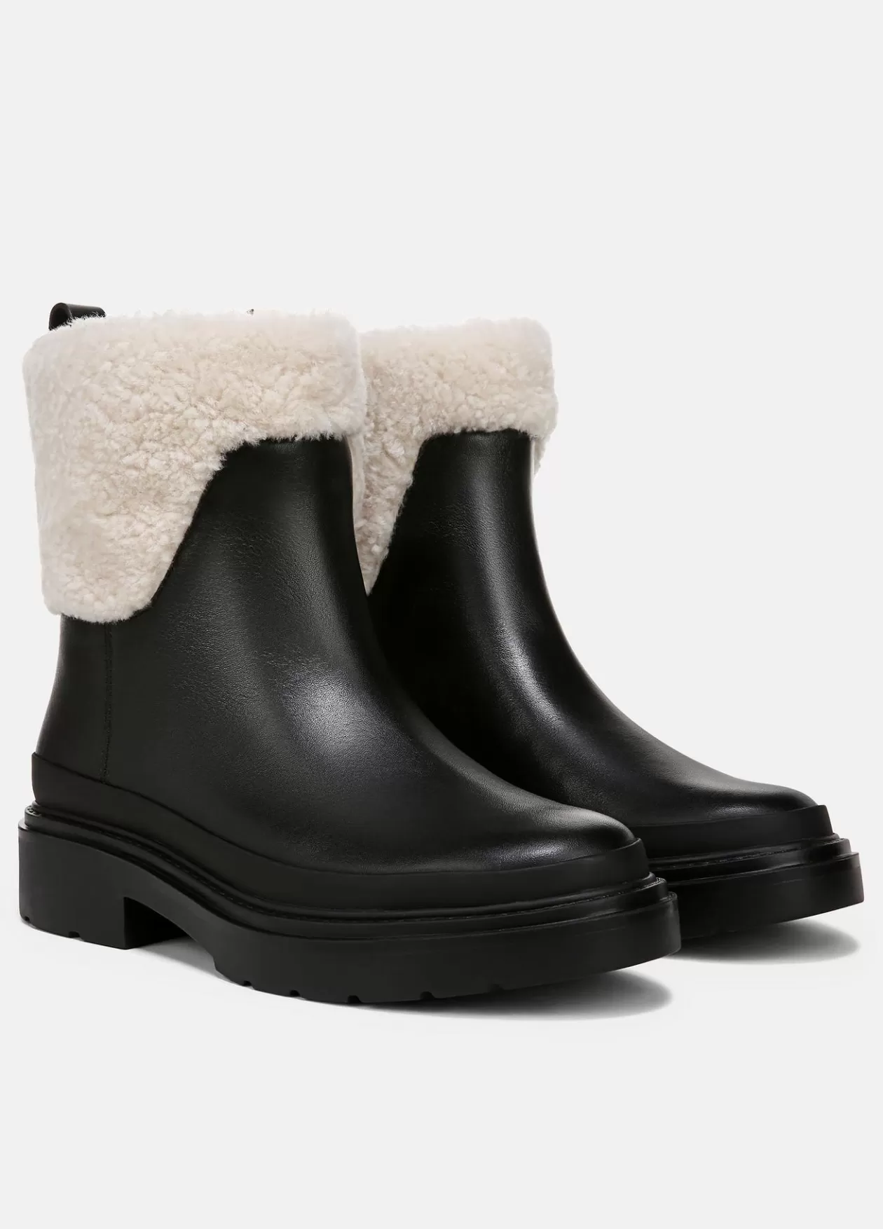 Shop Vince Percie Leather & Shearling Lug-Sole Boot black