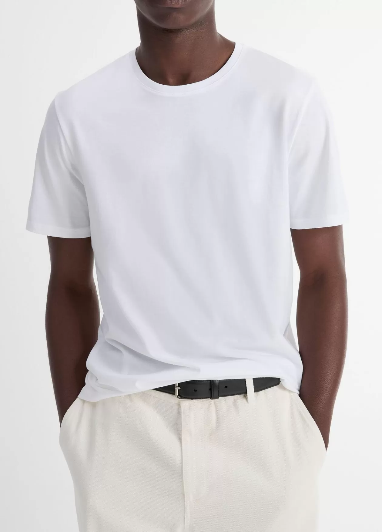 Fashion Vince Pima Cotton Crew Neck T-Shirt optic white