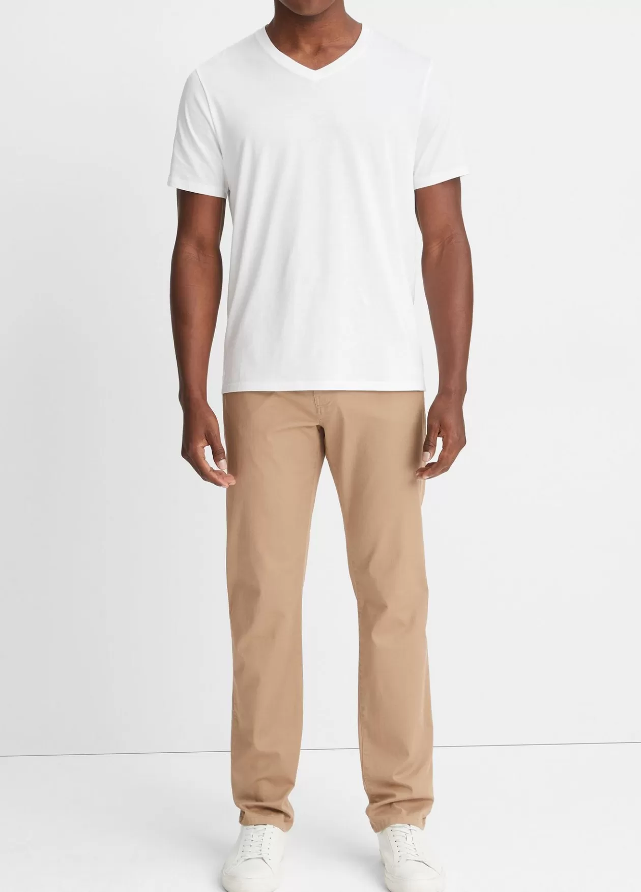 Store Vince Pima Cotton V-Neck T-Shirt optic white