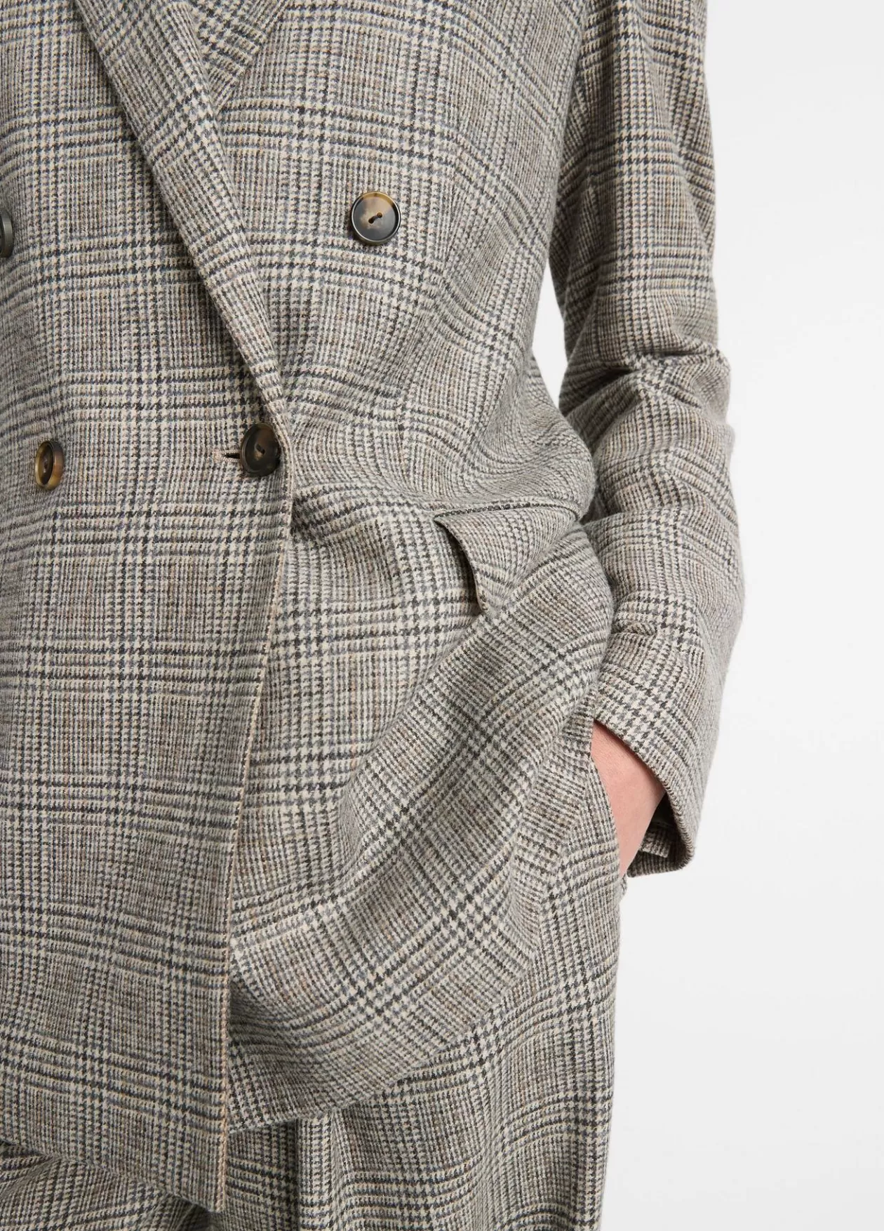 Store Vince Plaid Italian Wool-Blend Double-Breasted Blazer heritage grey