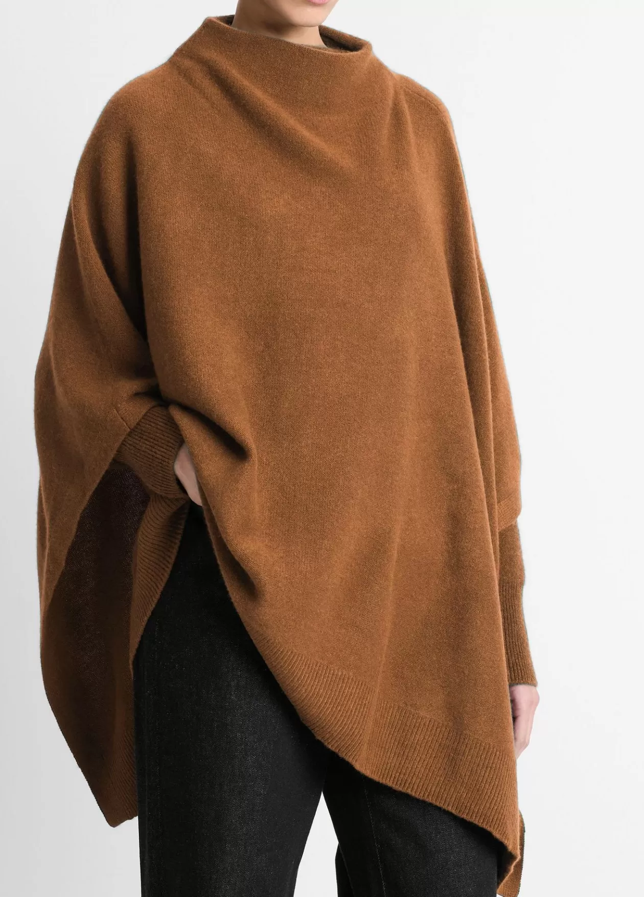 Best Vince Plush Cashmere Funnel Neck Poncho mink