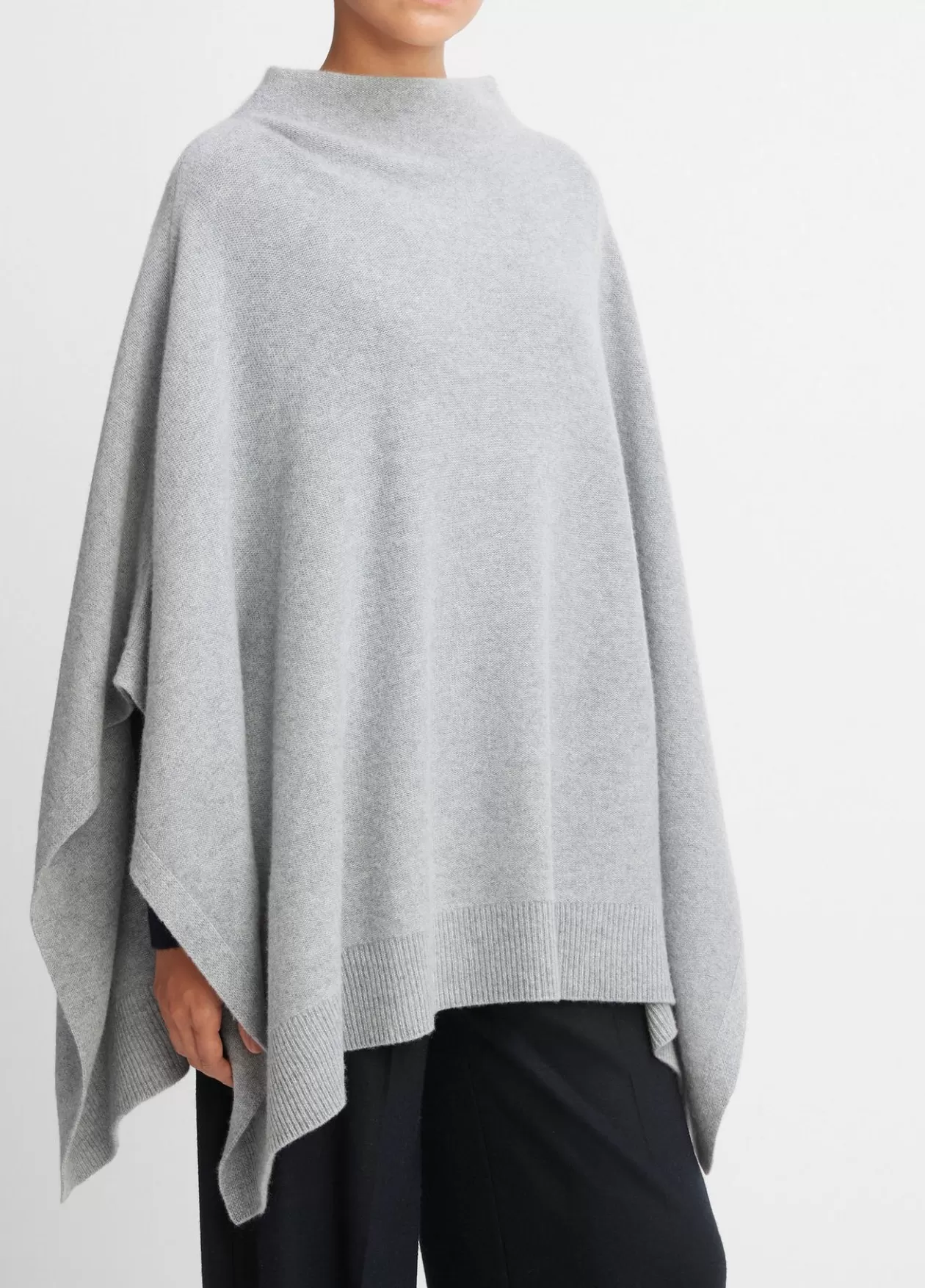 Best Vince Plush Cashmere Funnel Neck Poncho heather grey