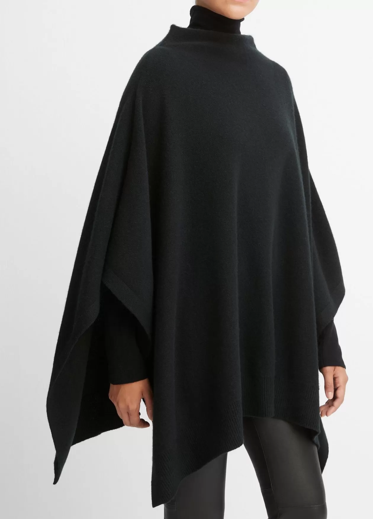 Best Sale Vince Plush Cashmere Funnel Neck Poncho black