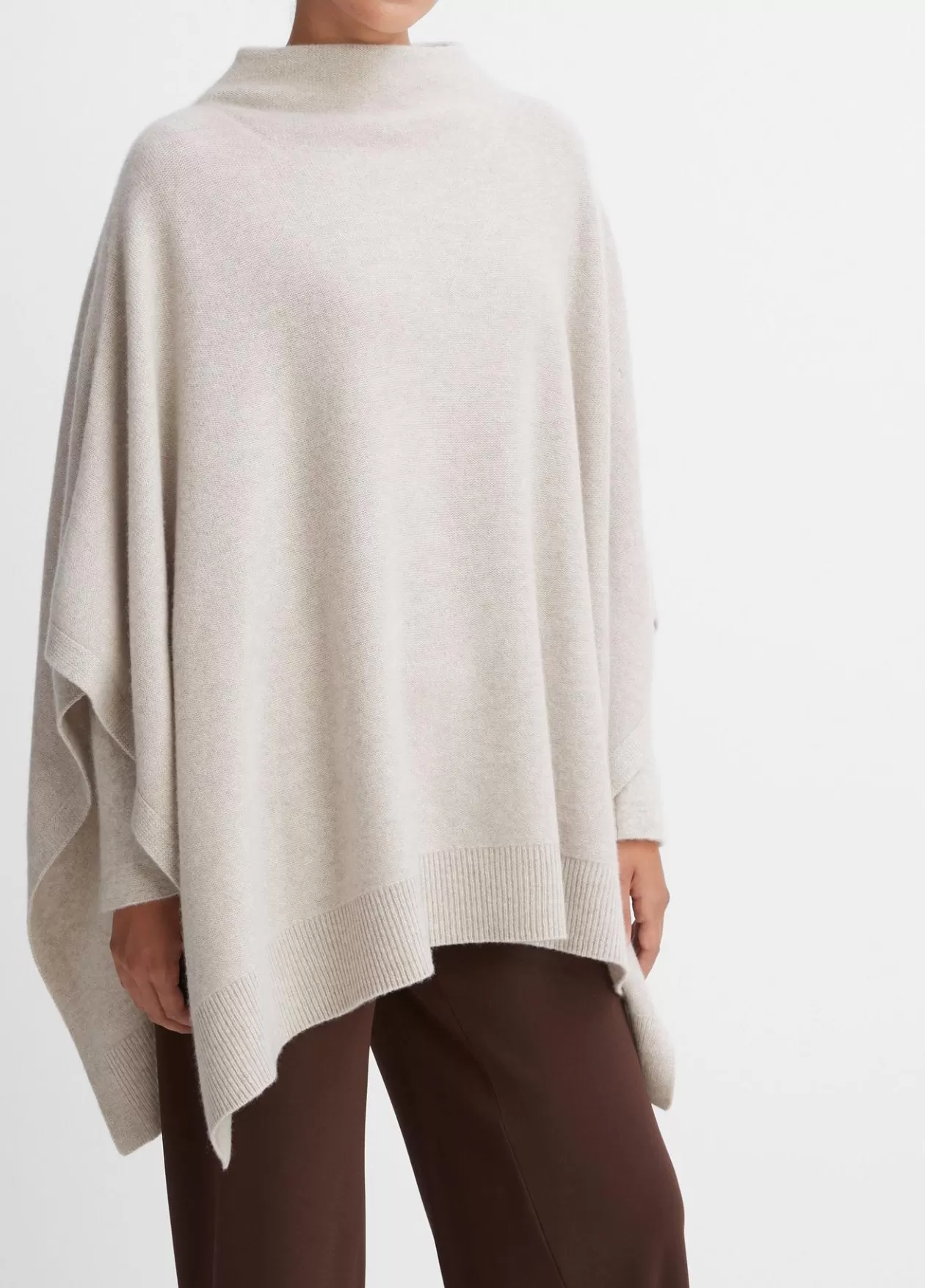 Cheap Vince Plush Cashmere Funnel Neck Poncho heather marble