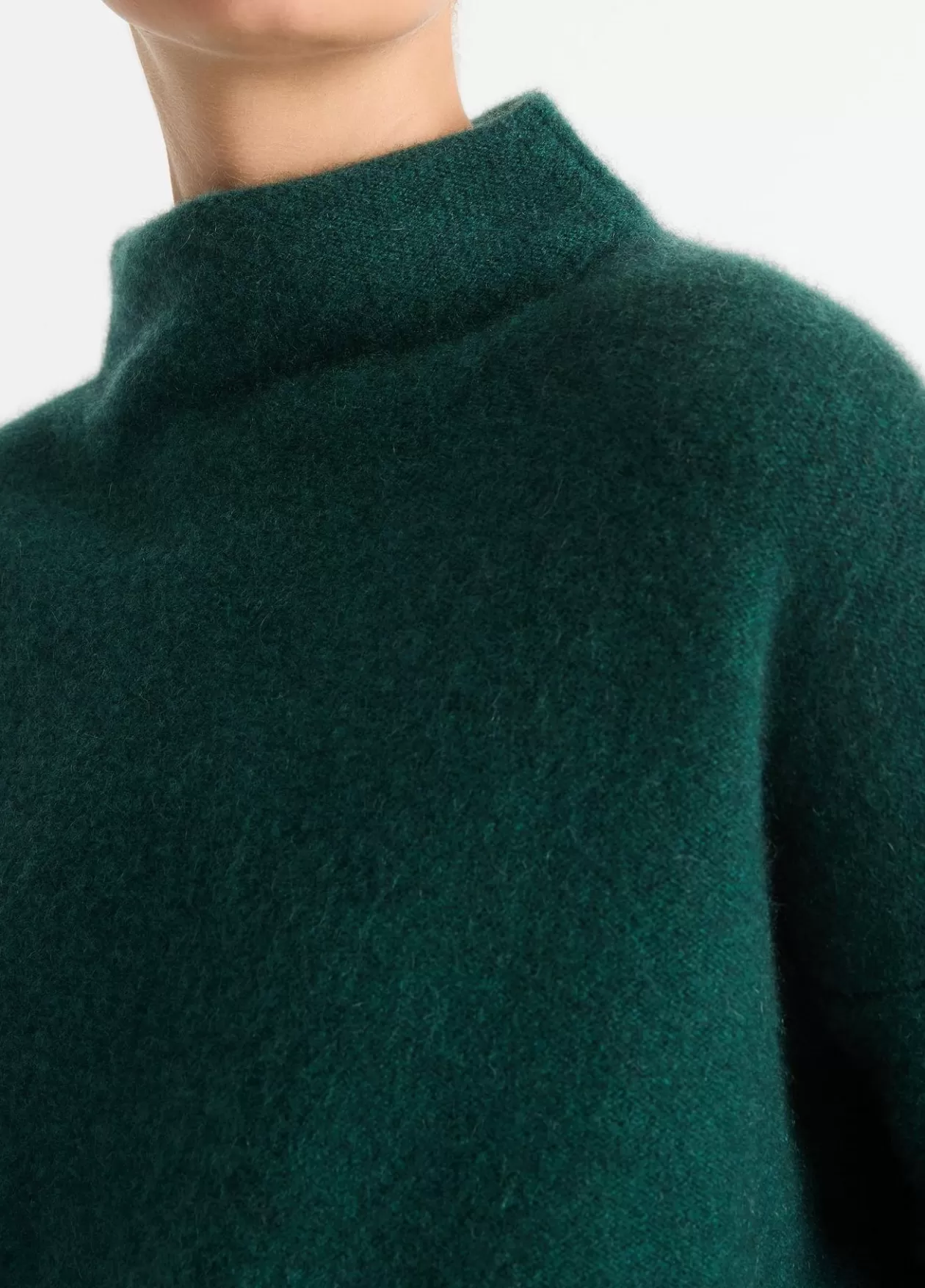 New Vince Plush Cashmere Funnel Neck Sweater heather jade lake