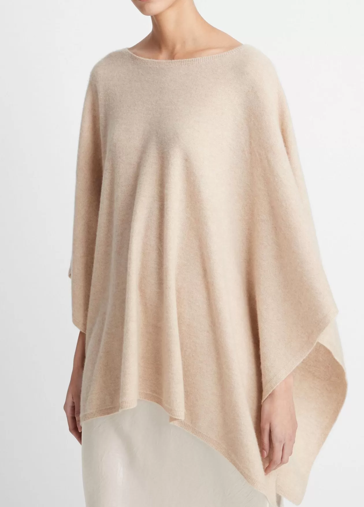 Online Vince Reverse-Jersey Cashmere Boat-Neck Poncho off white