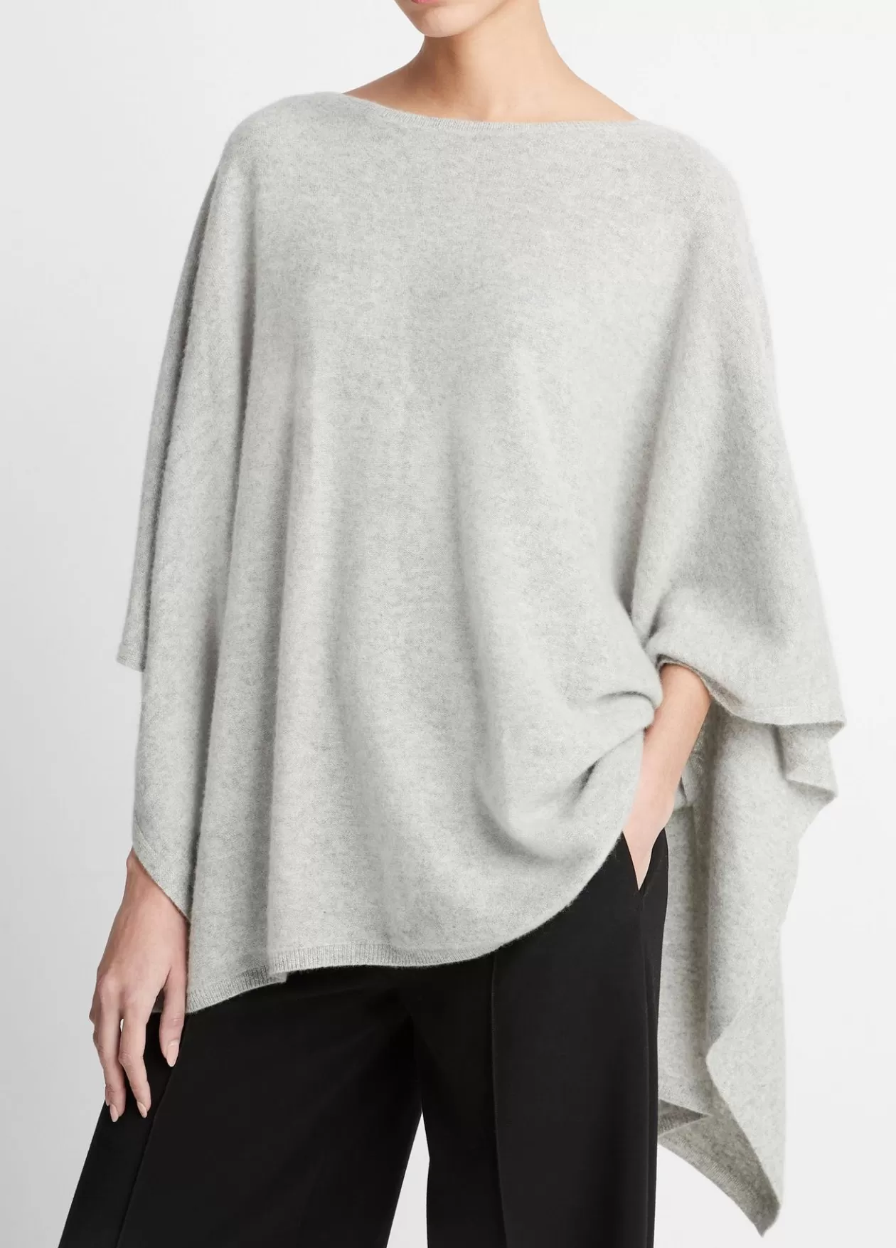 Best Vince Reverse-Jersey Cashmere Boat-Neck Poncho dove