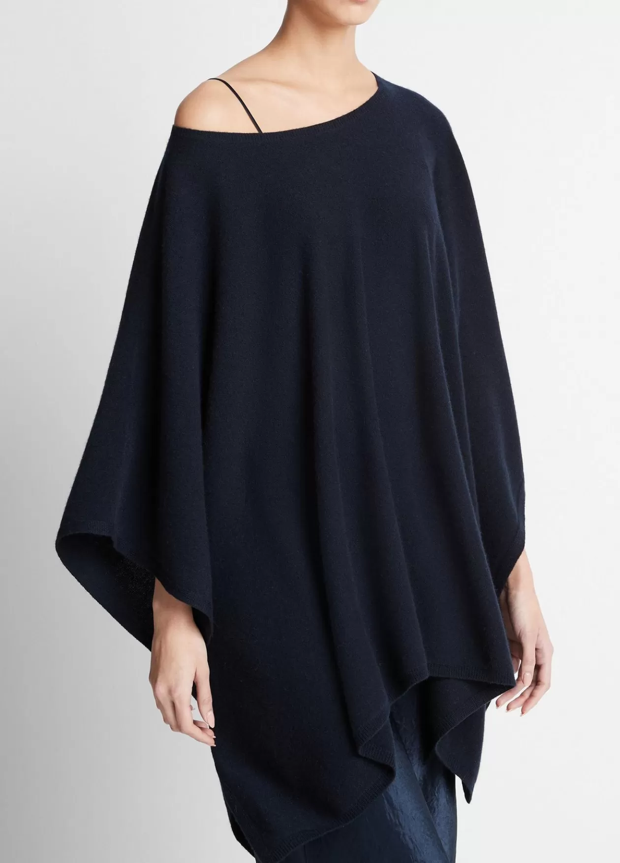 Shop Vince Reverse-Jersey Cashmere Boat-Neck Poncho coastal blue