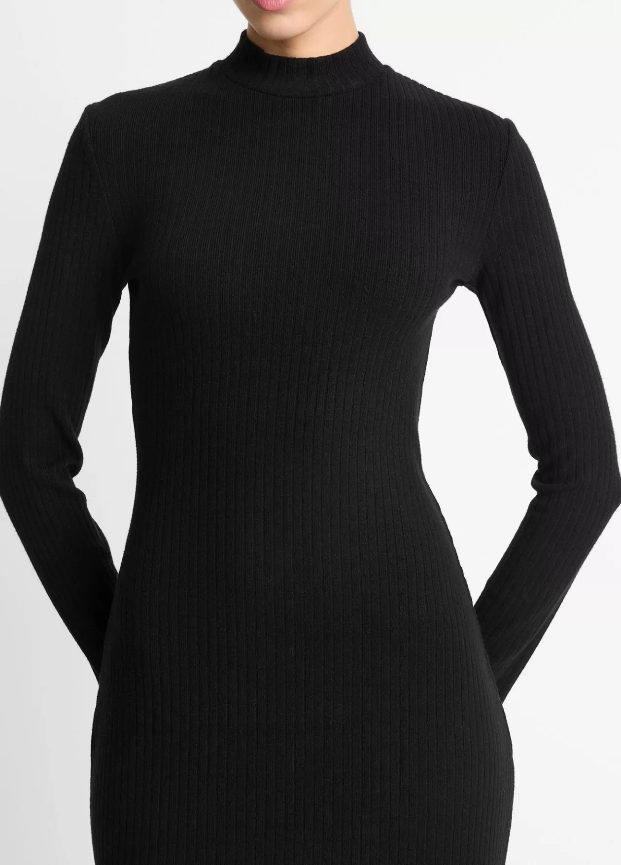 Fashion Vince Ribbed Long-Sleeve Short Dress black