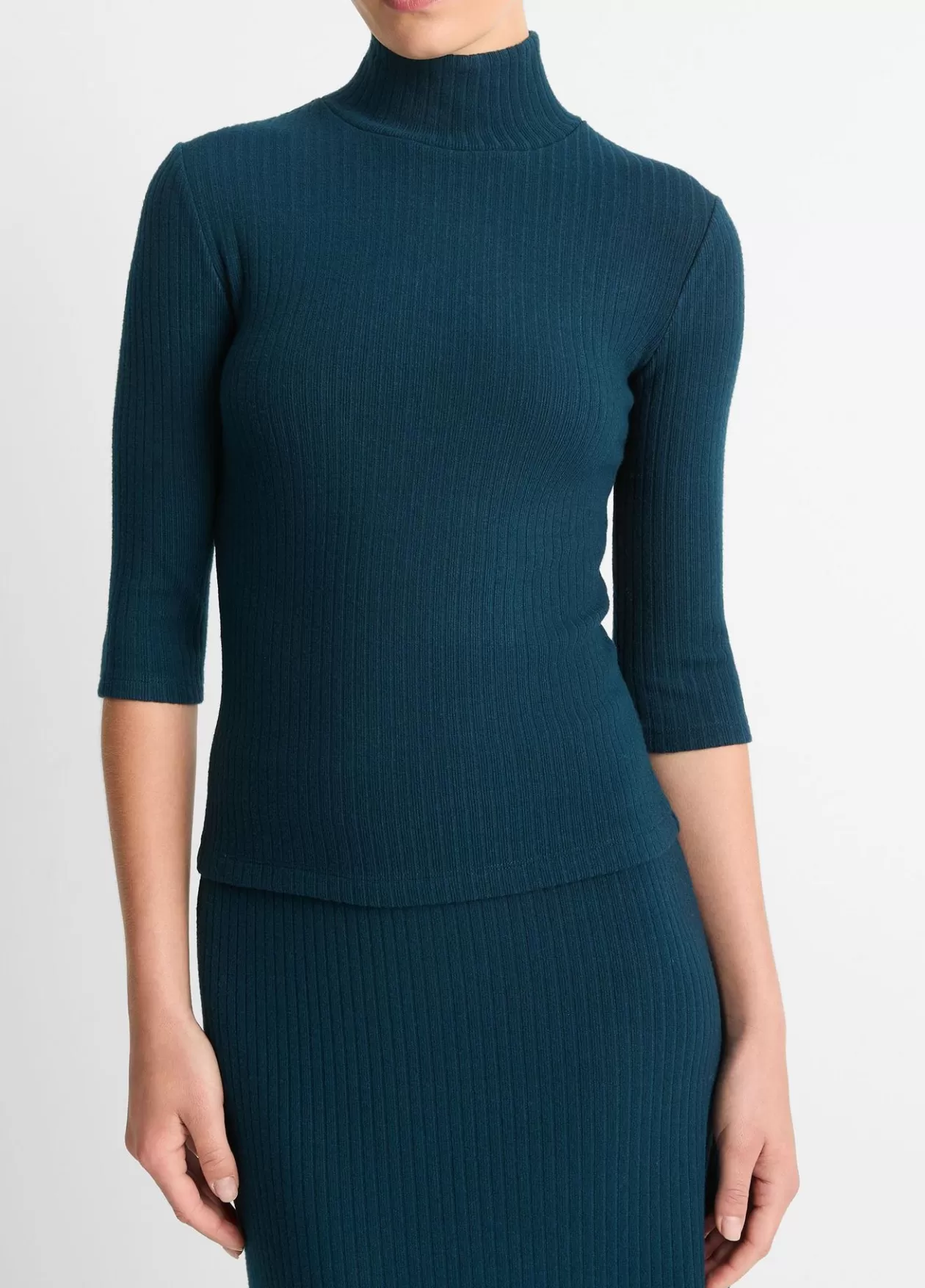 Clearance Vince Ribbed Turtleneck Top deep ocean