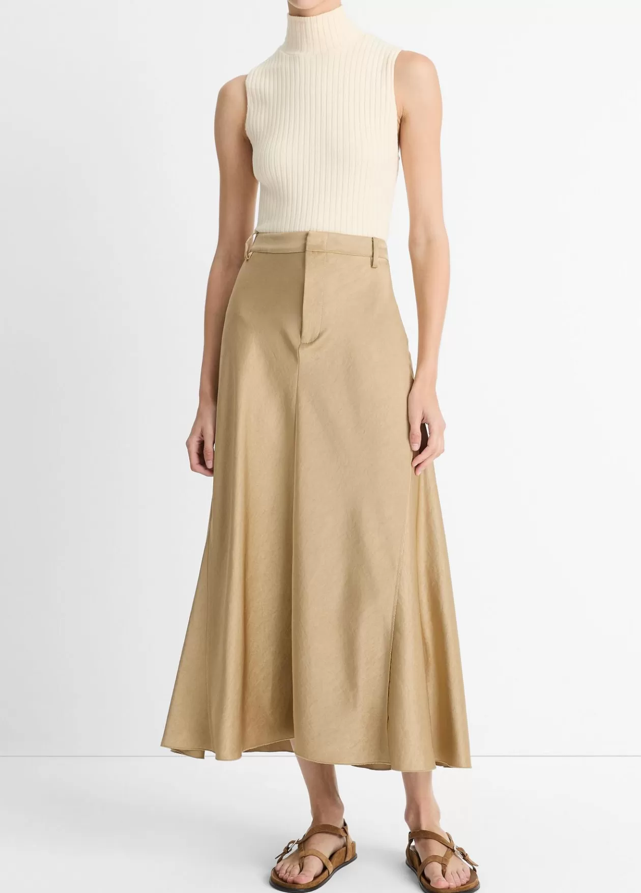 Best Sale Vince Satin A-Line Trouser Skirt dune stone