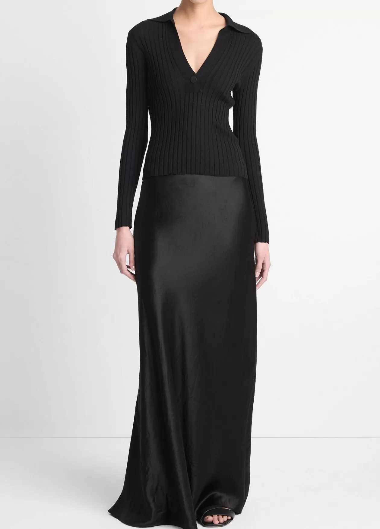 Shop Vince Satin Maxi Skirt black