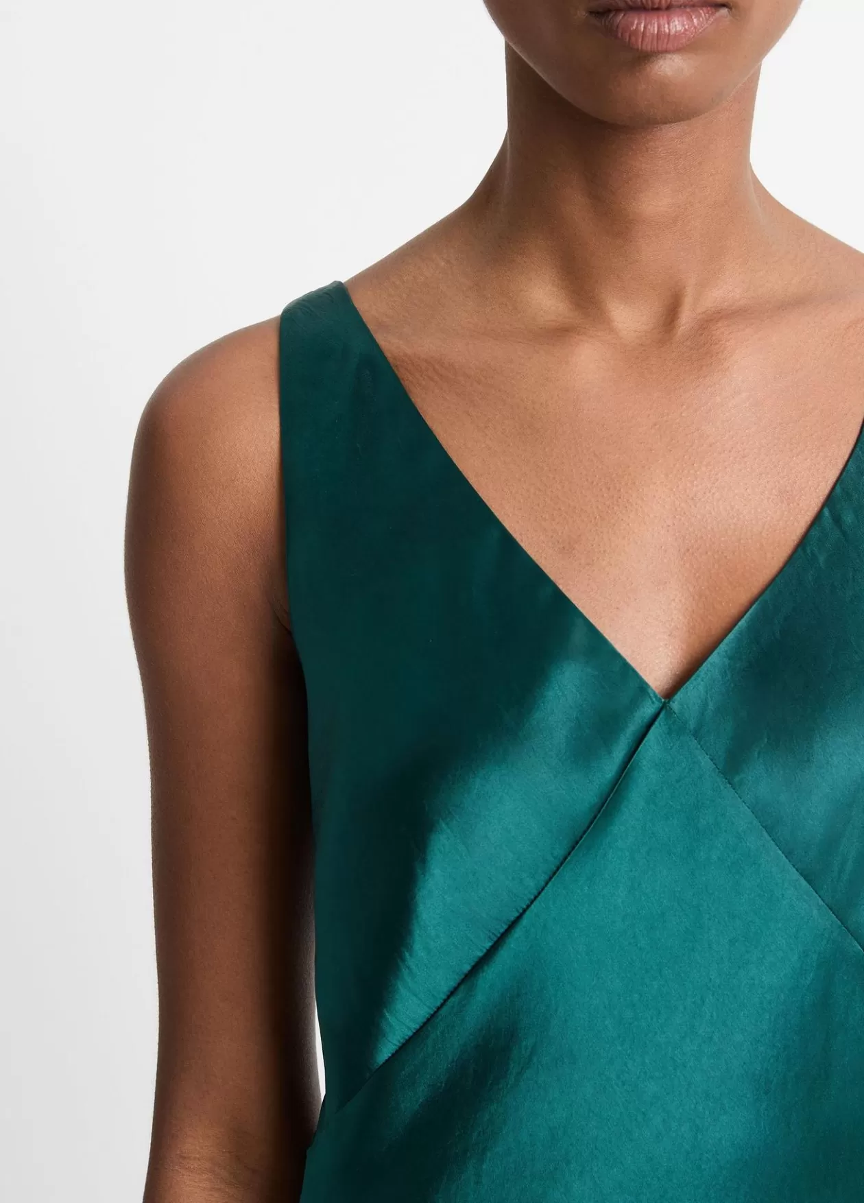 Fashion Vince Satin V-Neck Maxi Slip Dress jade lake