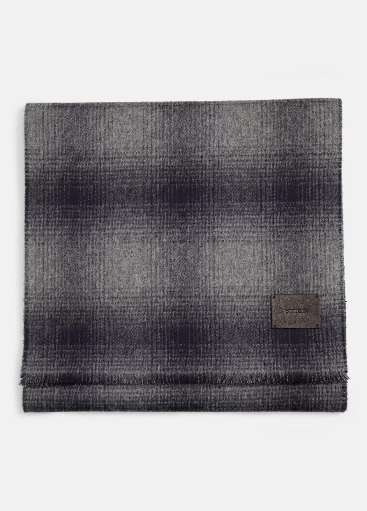 Discount Vince Shadow Plaid Double-Face Wool and Cashmere Scarf medium heather grey