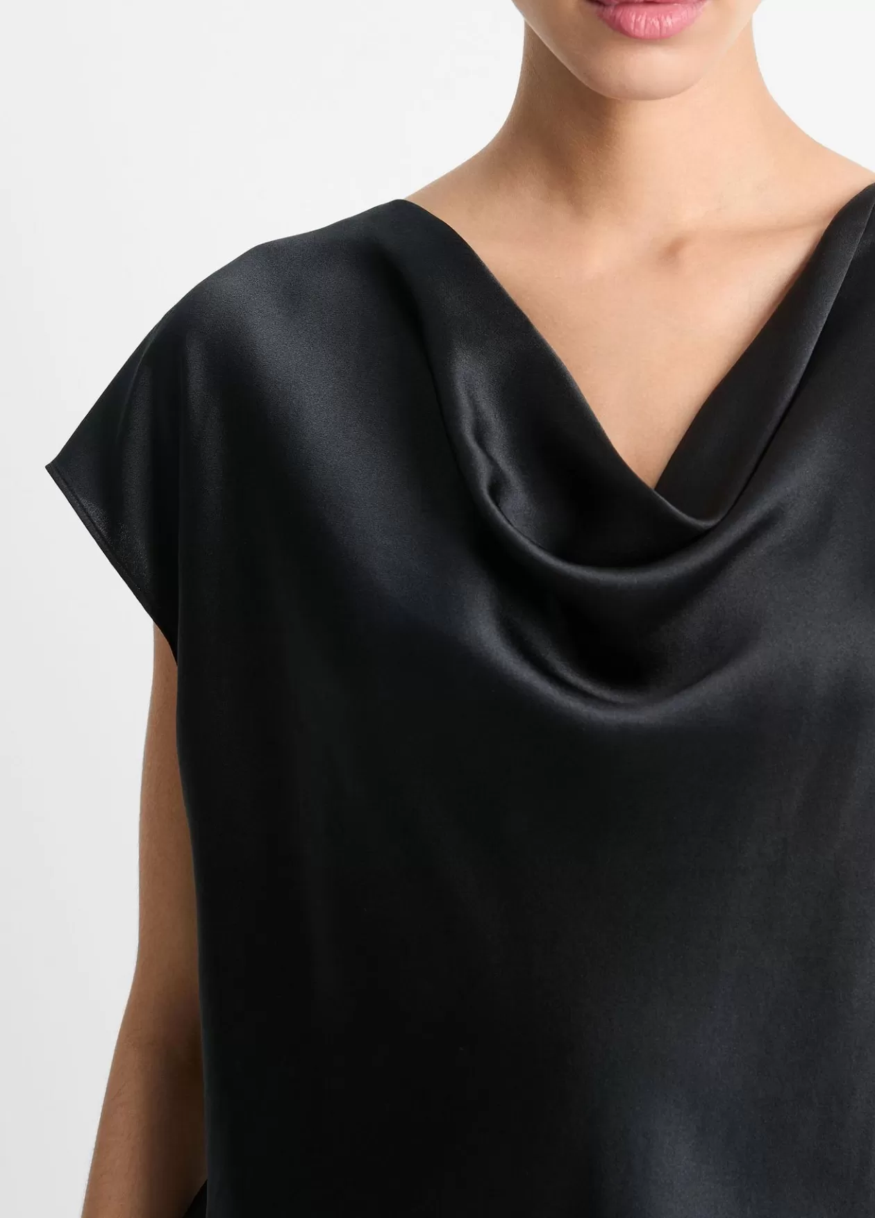 Best Vince Silk Cowl-Neck Blouse black