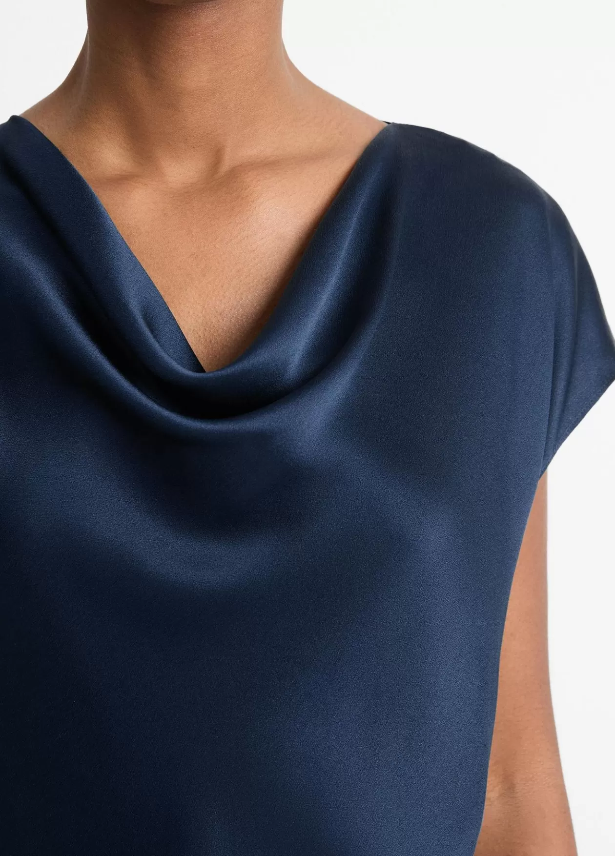 Clearance Vince Silk Cowl-Neck Blouse coastal blue