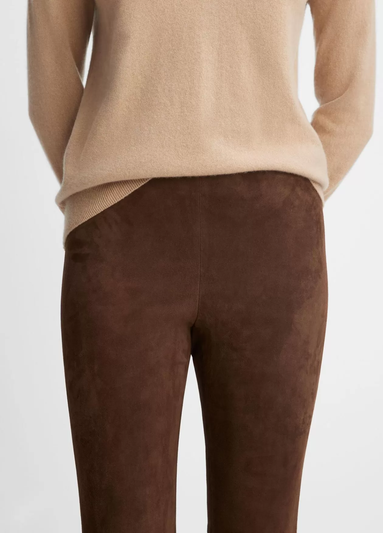 Best Vince Stretch Suede Split Hem Crop Legging dark wheat