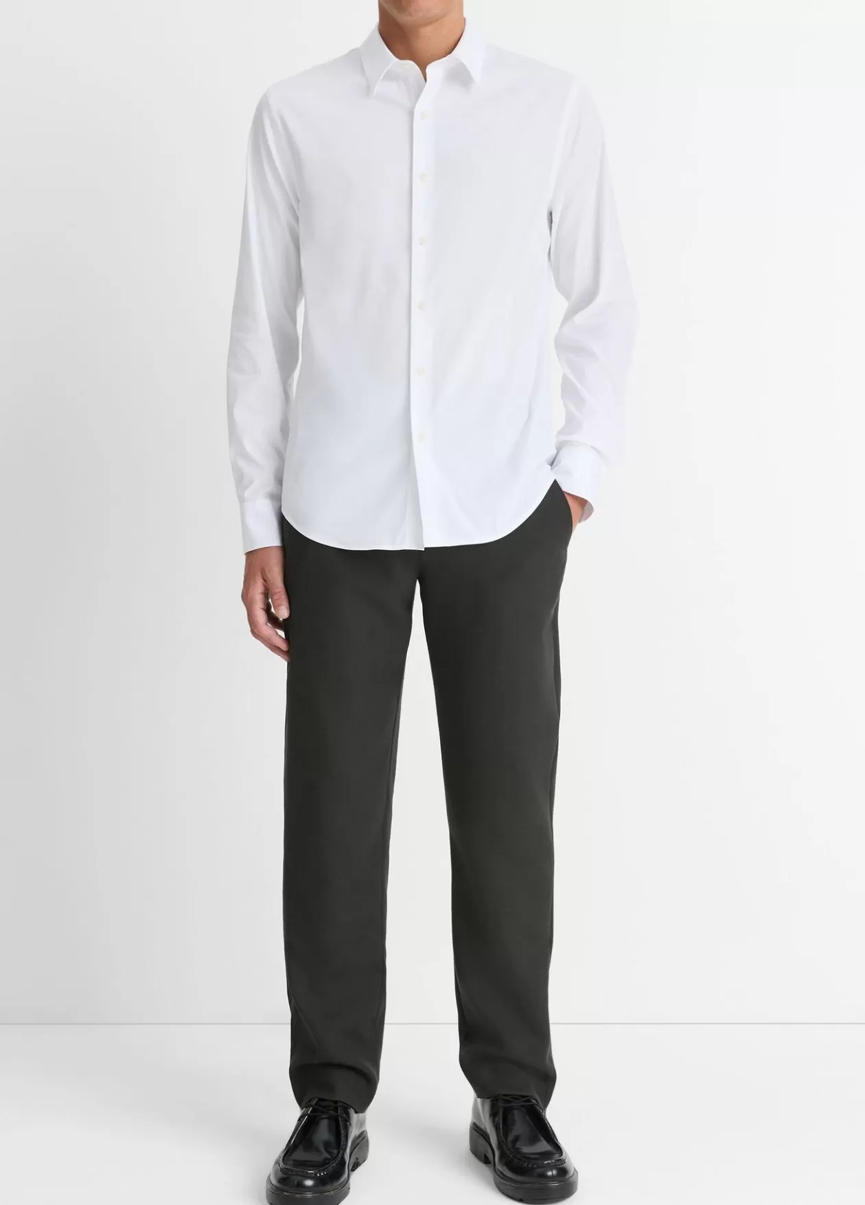 Cheap Vince Stretch-Cotton Poplin Shirt white